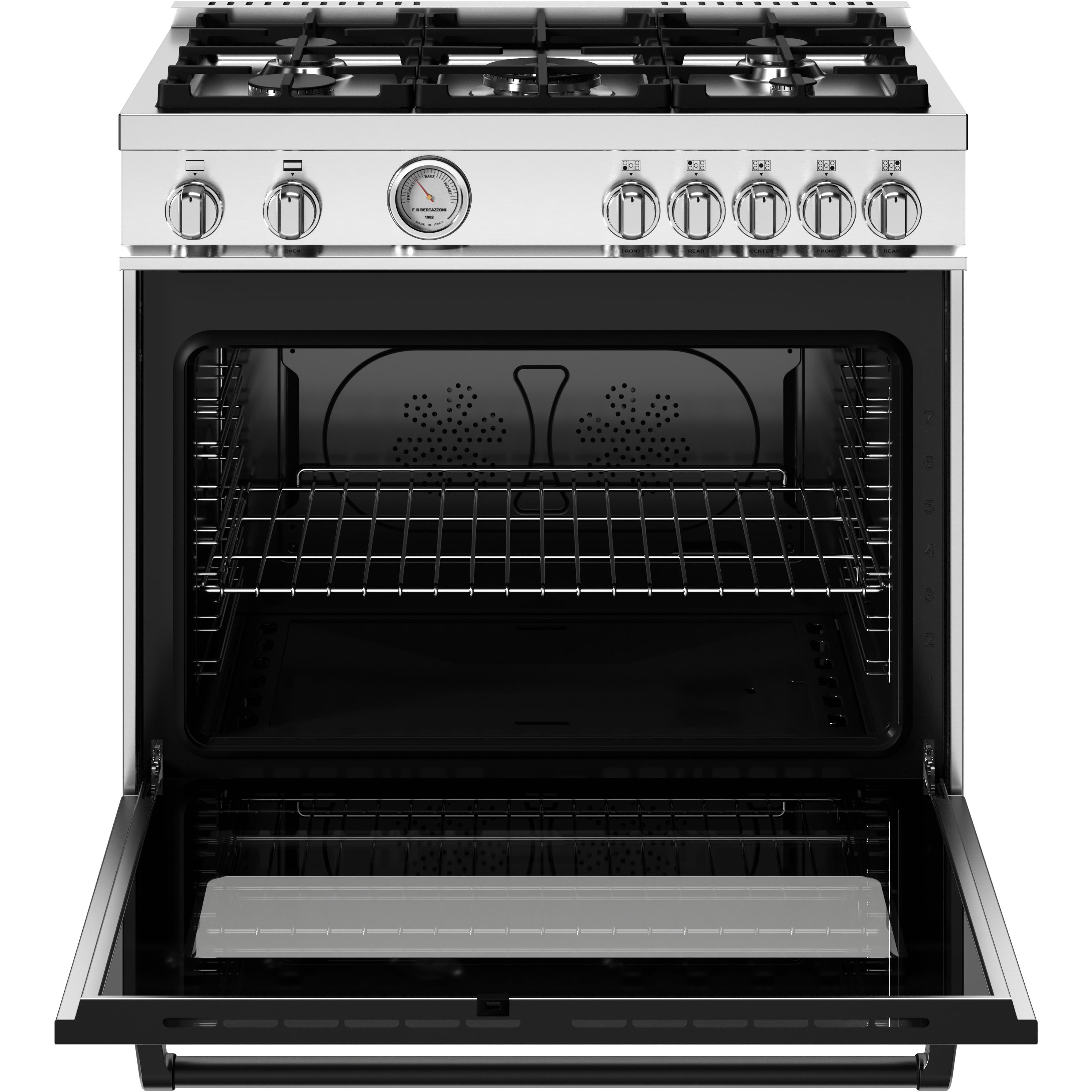 Bertazzoni 36 Inch Freestanding Gas Range with 5 Burners - MAS365GASXVLP - Professional Grade Stainless Steel Kitchen Appliance for Home Chefs & Cooking Enthusiasts
