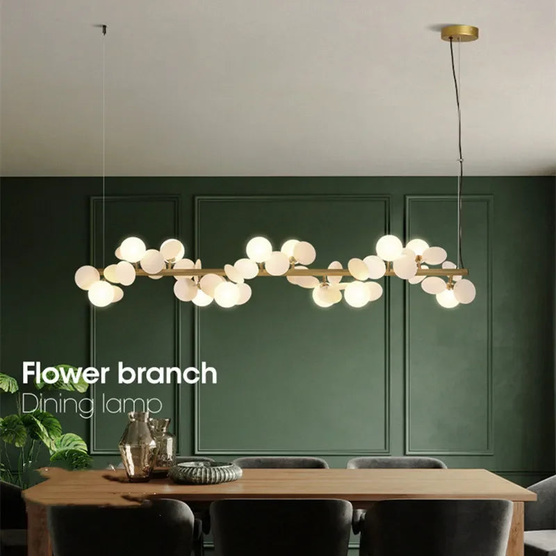 Elegant Eli Glass Globes Linear Chandelier - Modern Dining Room Lighting Fixture for Kitchen Island, Restaurant, and Home Decor