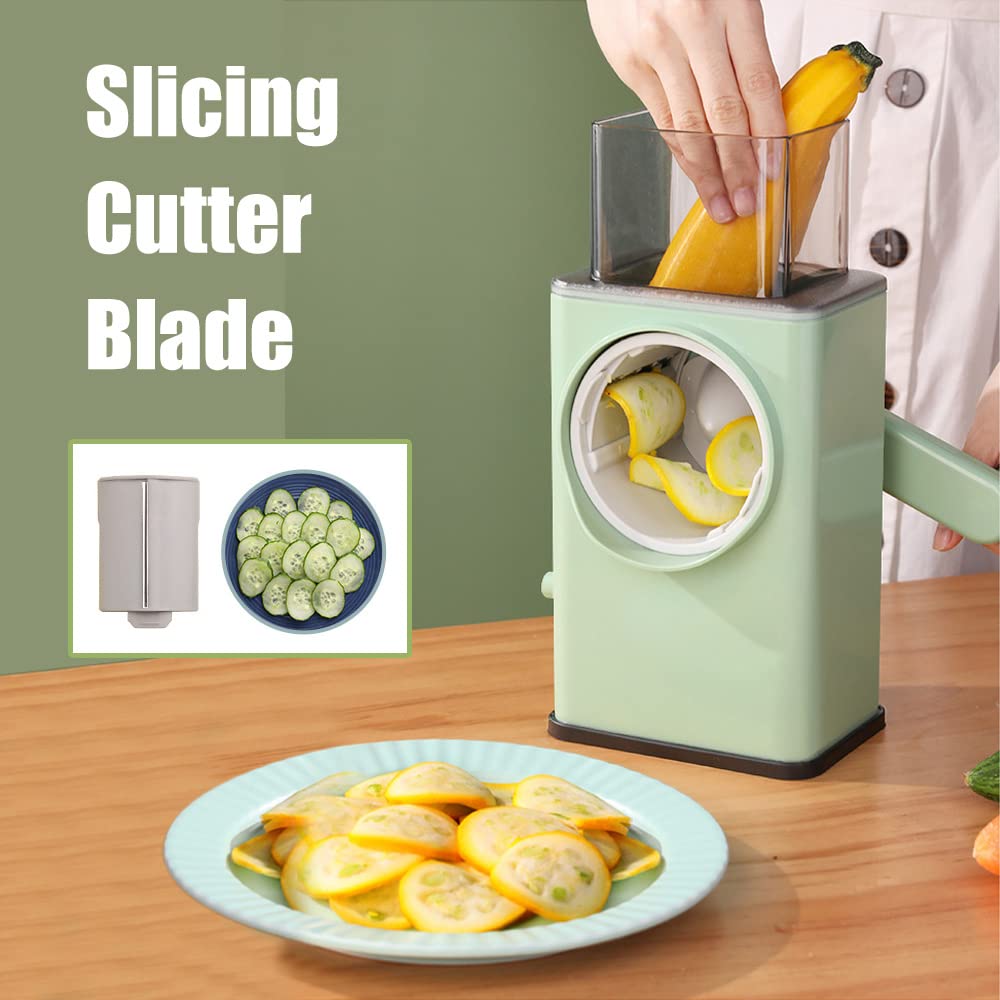 Benkeg 3-in-1 Multifunctional Vegetable Chopper & Cheese Grater - Stainless Steel Rotary Shredder, Slicer & Grinder for Vegetables, Fruits, Nuts - Perfect for Salad Prep, Meal Prepping & Quick Cooking