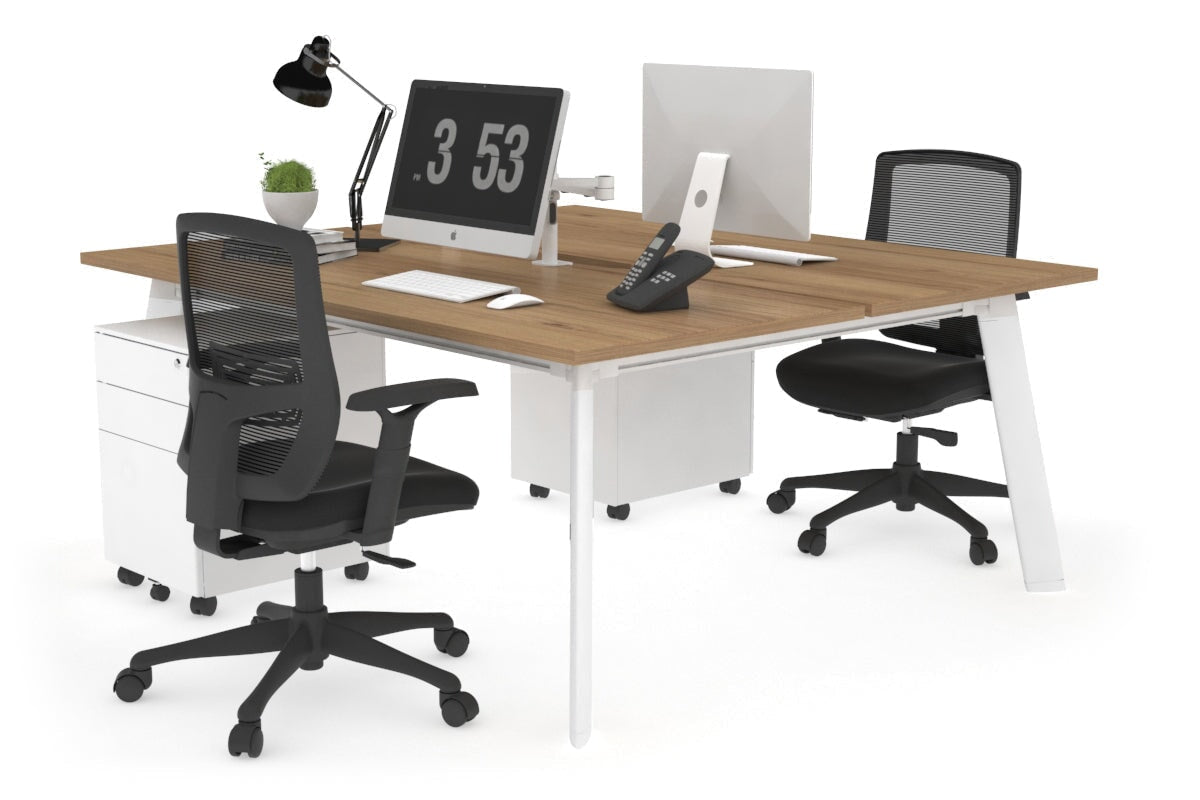2 Person Workstation with White Frame - 1800L x 800W Switch Desk with Cable Management Scallop for Office & Home Workspace