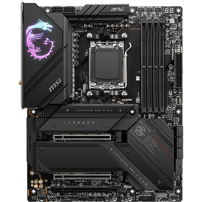 MSI MPG X670E CARBON WIFI Gaming Motherboard - AMD AM5 Socket, DDR5, PCIe 5.0, Wi-Fi 6E - Perfect for High-Performance PC Builds & Gaming Rigs