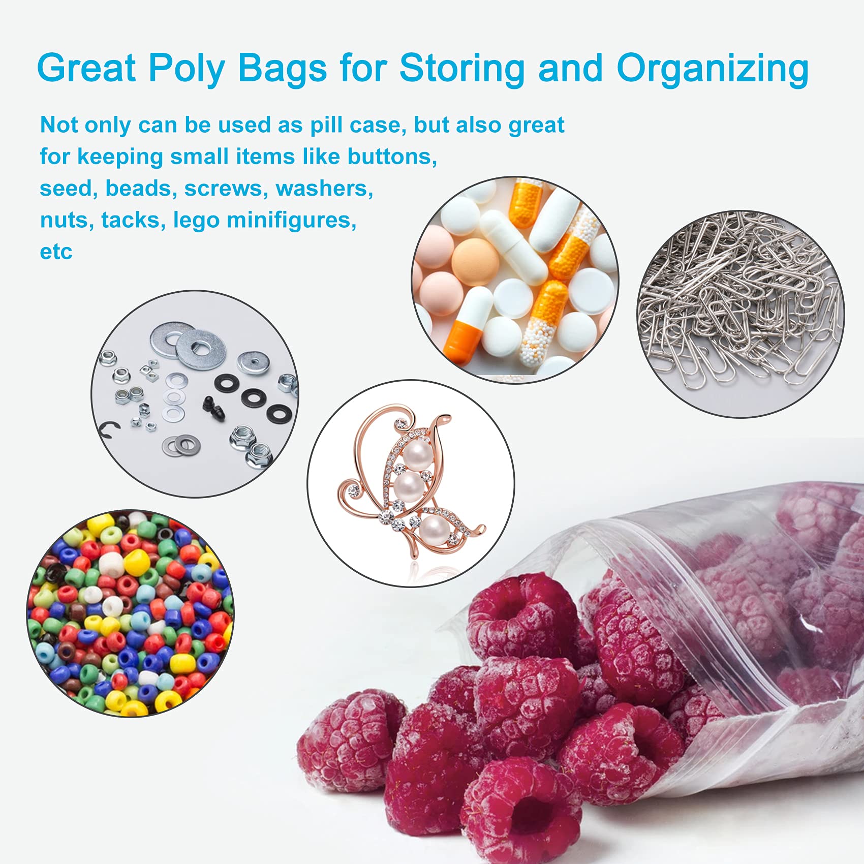 200 Pcs 3x4 Inch Clear Resealable Plastic Bags - Small Zipper Lock Jewelry Storage Bags for Organizing Beads, Crafts, Candy, Small Business & Travel Accessories | Durable Mini Ziplock Pouches for DIY, Party Favors & Retail Packaging