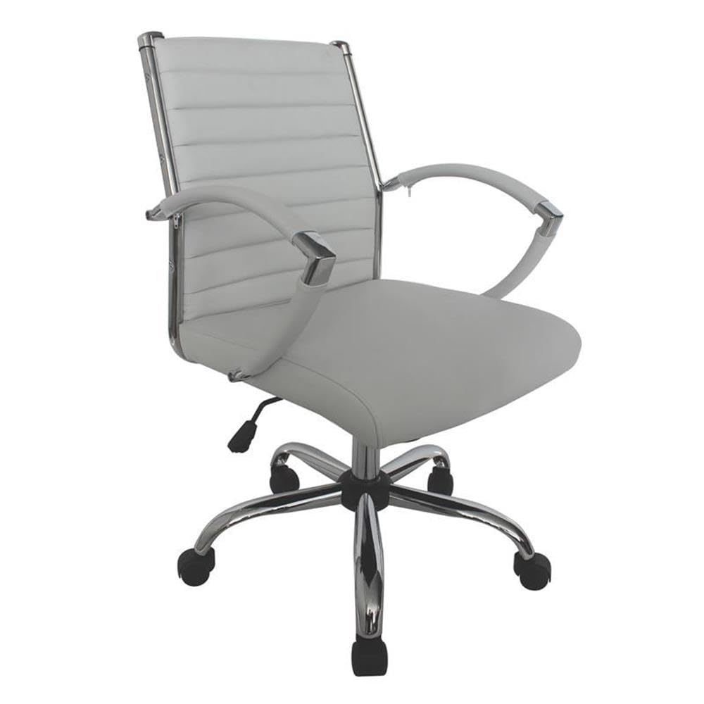 Furniture of America Damse White Faux Leather Adjustable Office Chair - Ergonomic Home & Small Space Workstation