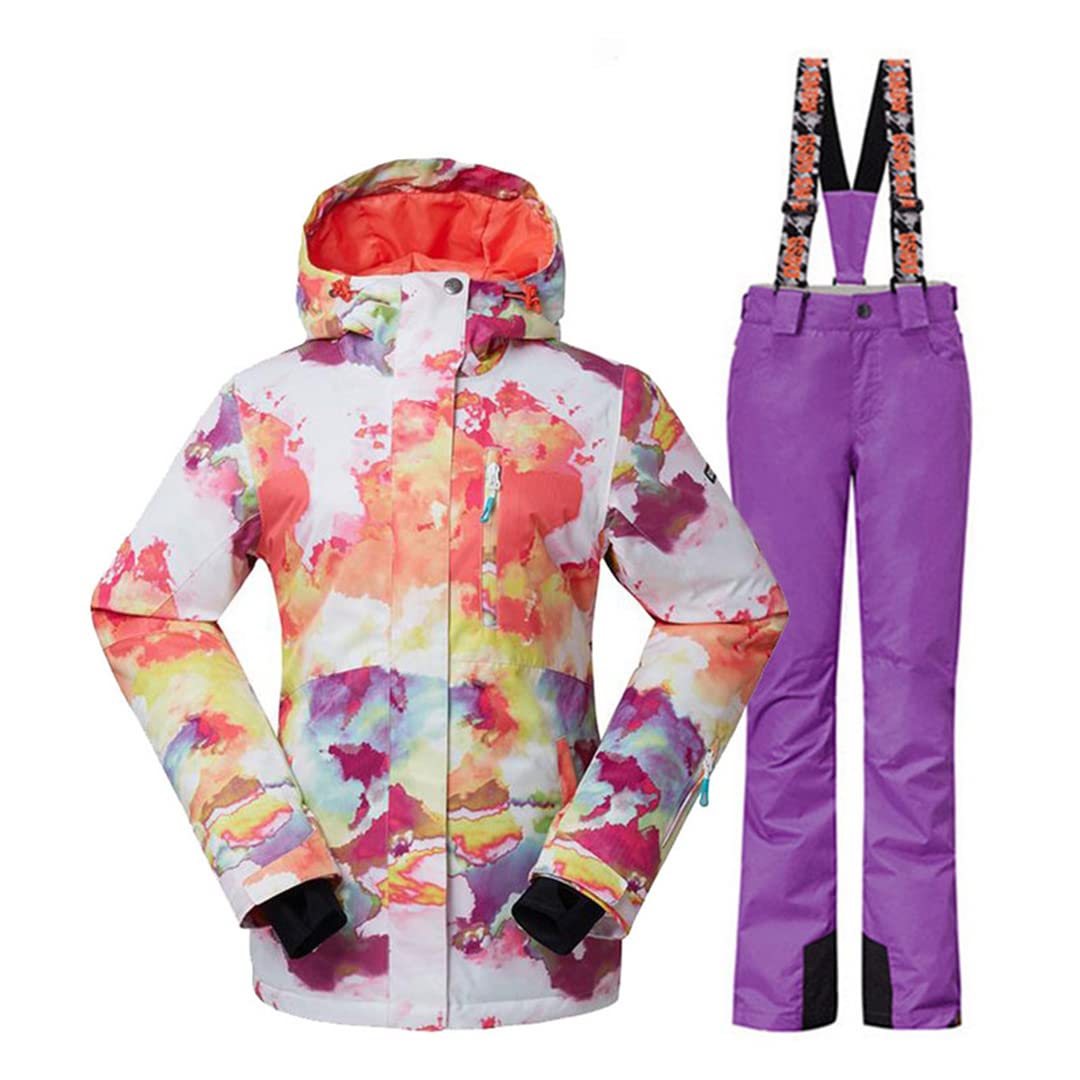 Yshdavzhe Women's Waterproof Windproof Snow Jacket & Pants Set - Winter Snowboarding Ski Suit for Outdoor Sports | Perfect for Skiing, Snowboarding & Cold Weather Adventures