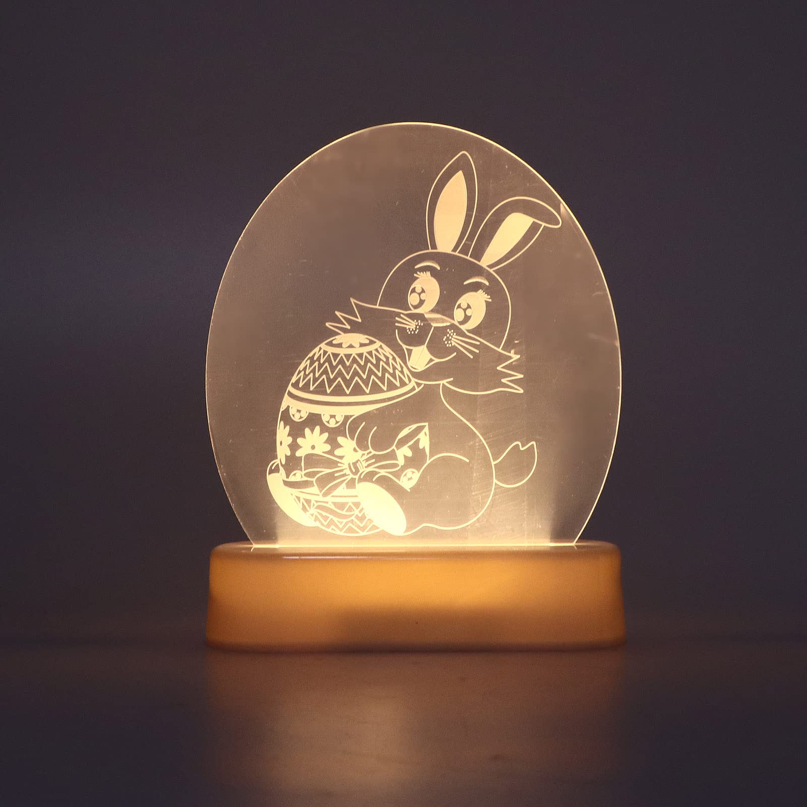 FTVOGUE 3D LED Bunny Night Light - Cute Rabbit Holding Egg Design, ABS Acrylic Easter Lamp for Nursery, Bedroom & Kids Room | Perfect Gift for Women, Teen Girls & Babies