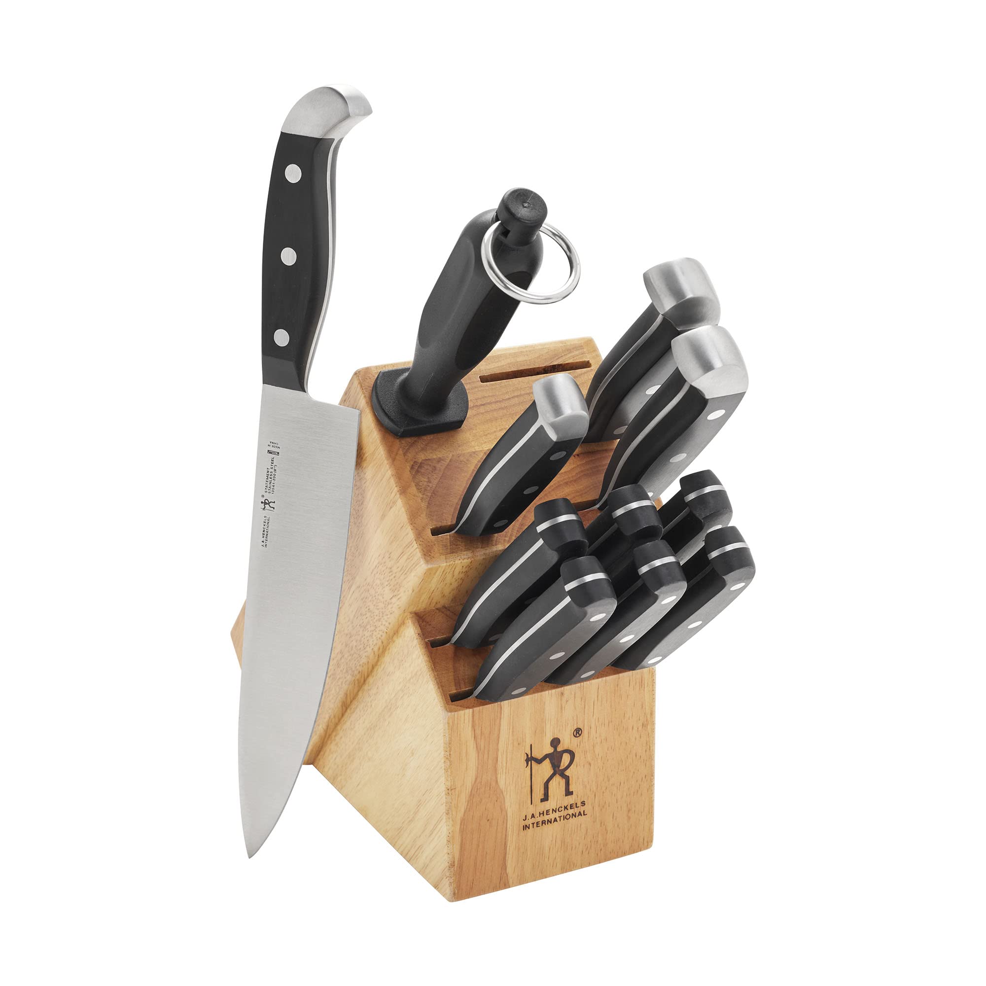 HENCKELS Premium 12-Piece Knife Set with Block - Razor Sharp German Stainless Steel Kitchen Knives - Dishwasher Safe - Perfect for Home Chefs, Cooking Enthusiasts & Professional Kitchens
