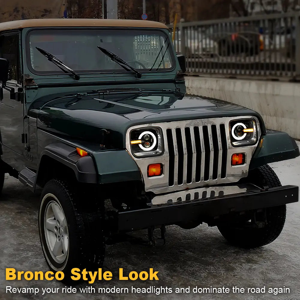 LOYO New Upgrade 5x7 LED Headlights and Tail Lights Kit - Compatible with Jeep Wrangler YJ (1987-1995) - High Brightness Waterproof Off-Road Lighting for Night Driving & Adventure