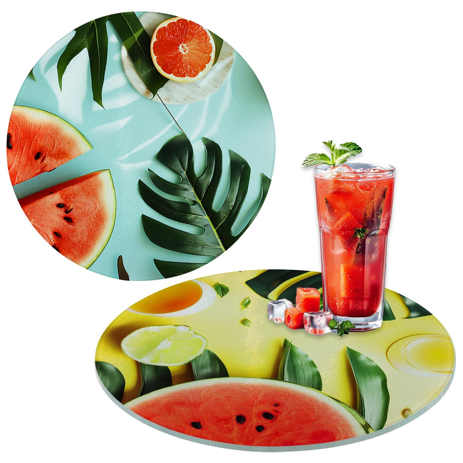 11.8 Inch Sublimation Cutting Board Blanks - Round Tempered Glass Anti-Slip Cutting Boards with White Coating (20pcs) - Perfect for DIY Crafts, Sublimation Printing, and Kitchen Use