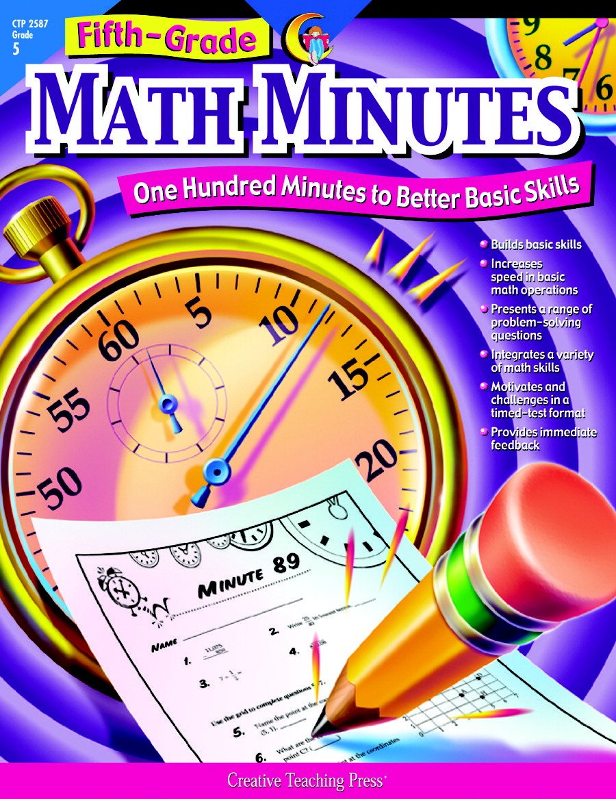 Creative Teaching Press Fifth Grade Math Minutes Workbook Set of 6 - Fun Math Practice for 5th Graders, Classroom & Homeschool Learning Activities