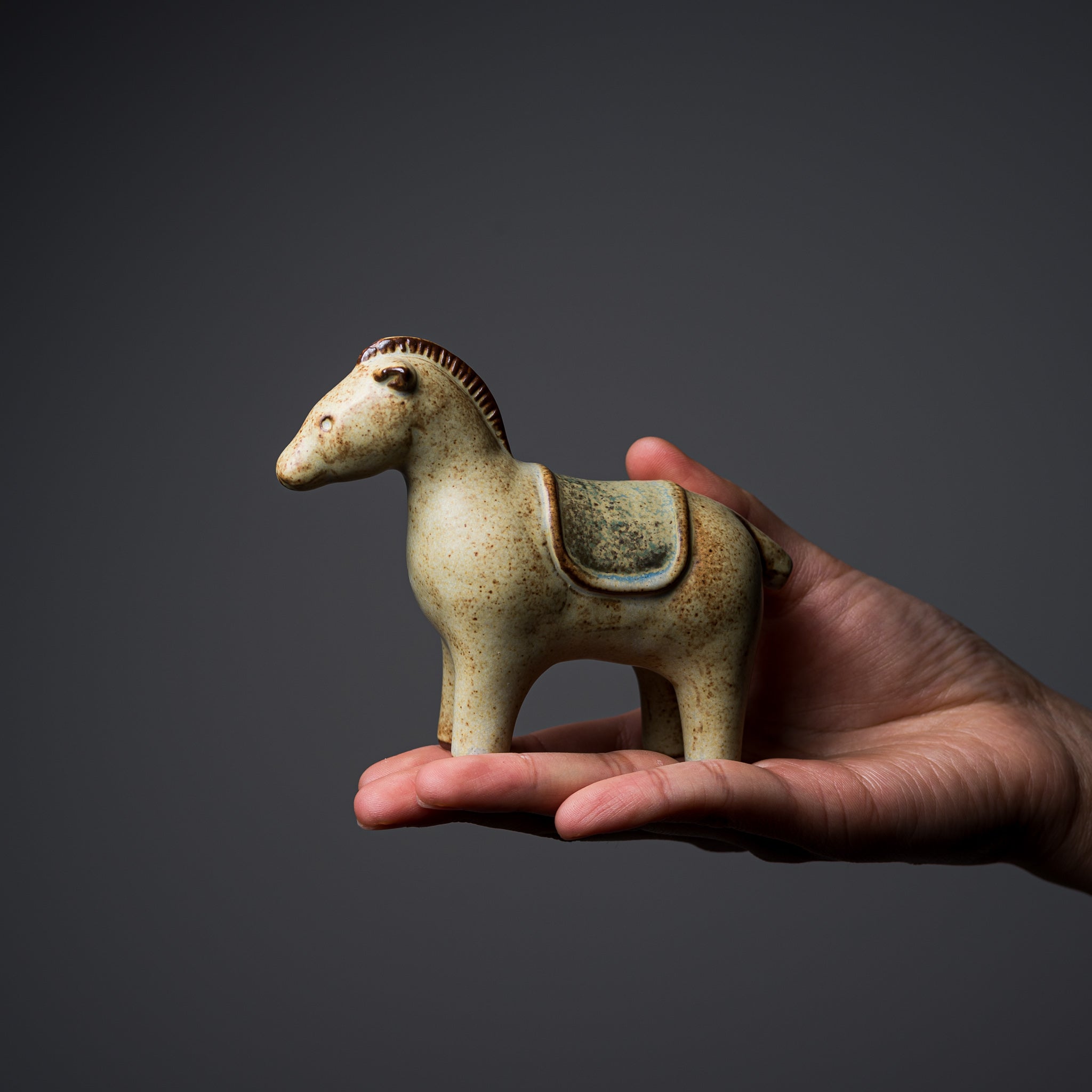 Seto Ware KASHIWA Small Horse Animal Ornament - Japanese Ceramic Figurine for Home Decor, Shelf Display & Gift Giving