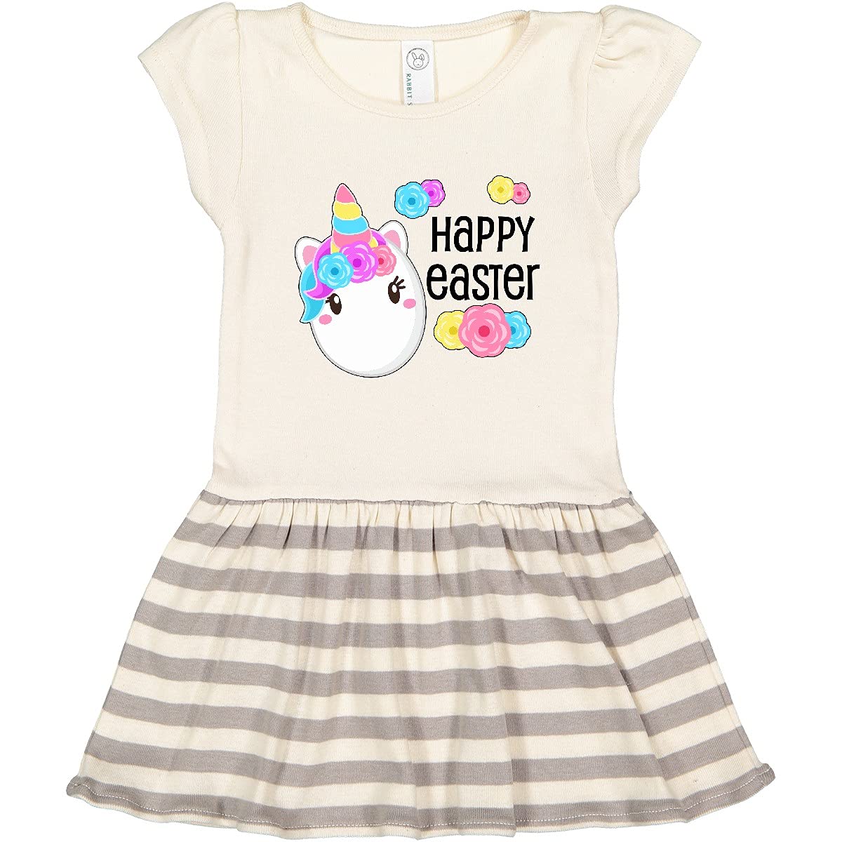 Inktastic Happy Easter Unicorn Egg Toddler Dress - Cute Easter Outfit for Girls, Toddler Unicorn Dress for Easter Egg Hunt & Spring Celebrations