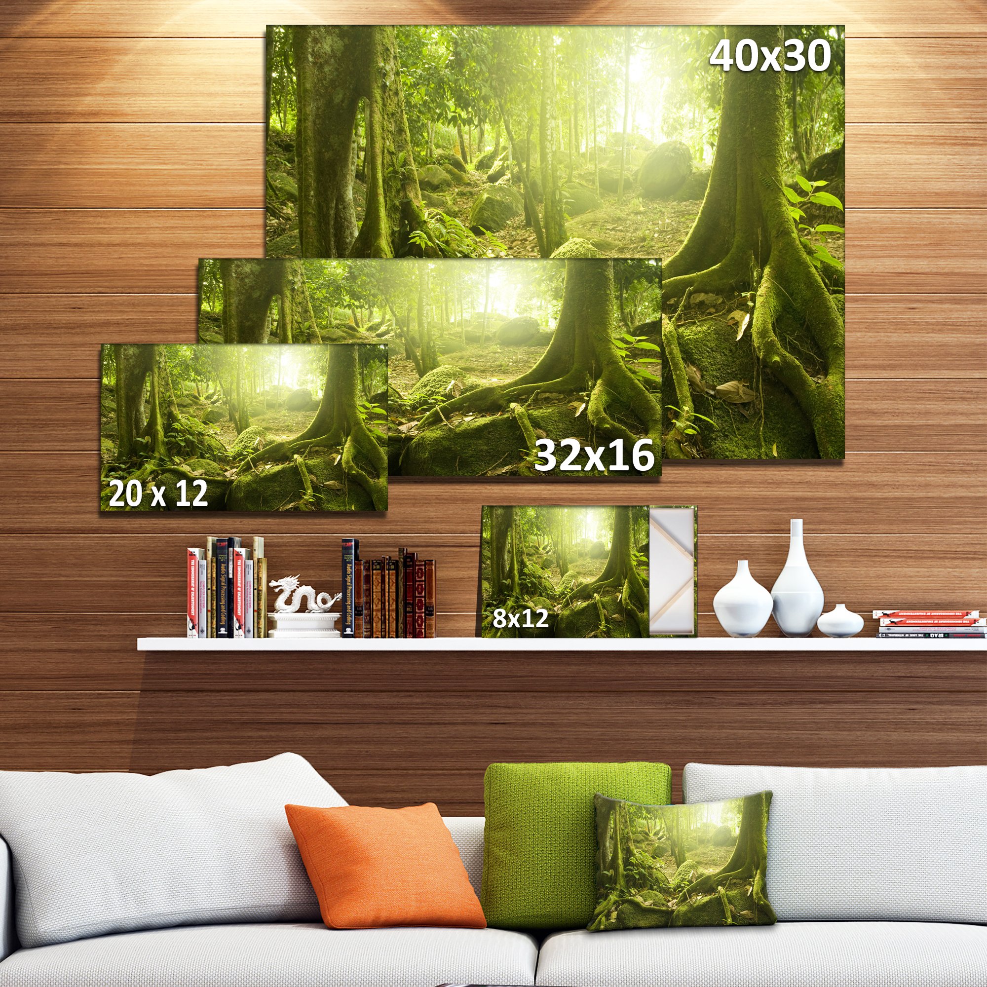 Green Forest with Sun Landscape Photography Canvas Print - Nature Wall Art for Living Room, Bedroom & Office Decor