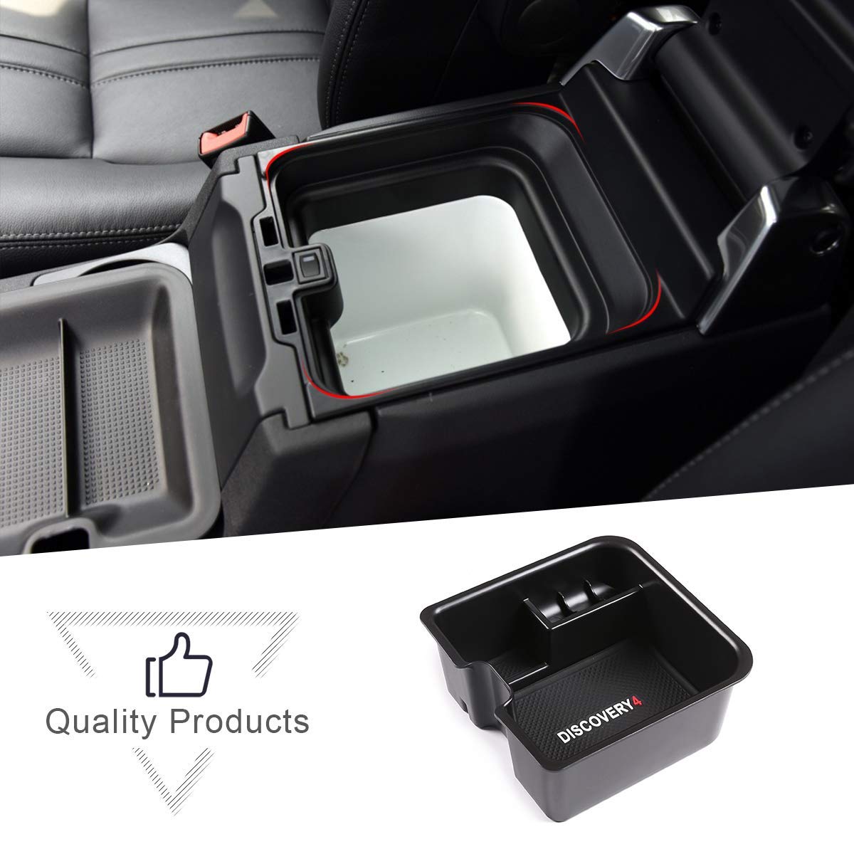 XQauto ABS Center Console Armrest Storage Box with Phone Tray & Mat for Land Rover Discovery 4 LR4 (2014-2016) - Perfect for Organizing Car Interior Accessories, Phones, and Small Items