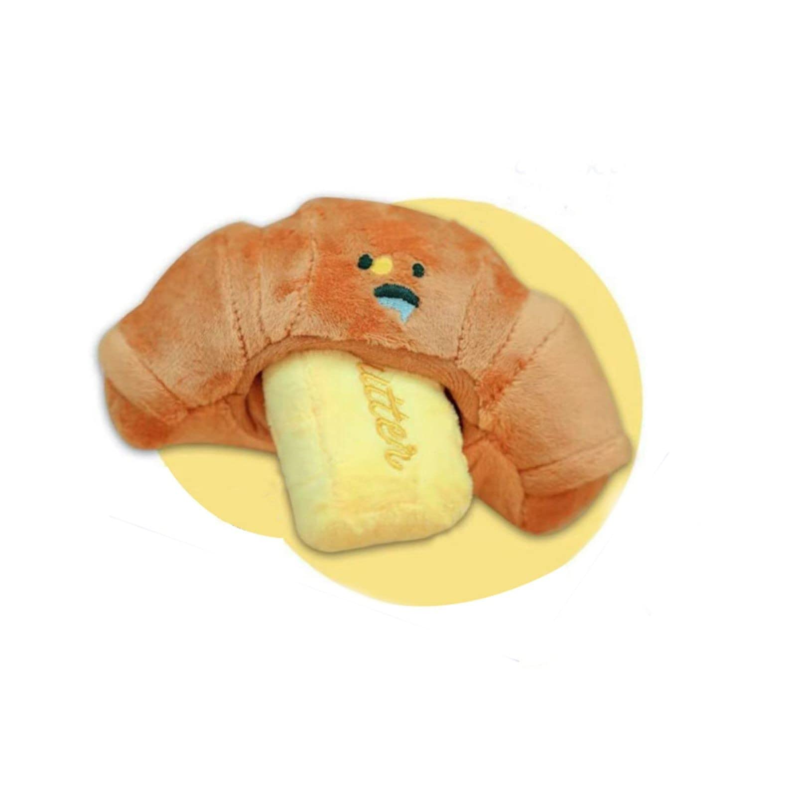 AnsonBoy Funny Croissant Hide & Seek Squeaky Dog Toy - Interactive Plush Chew Toy for Puppies & Small Dogs - Perfect for Training, Playtime & Mental Stimulation
