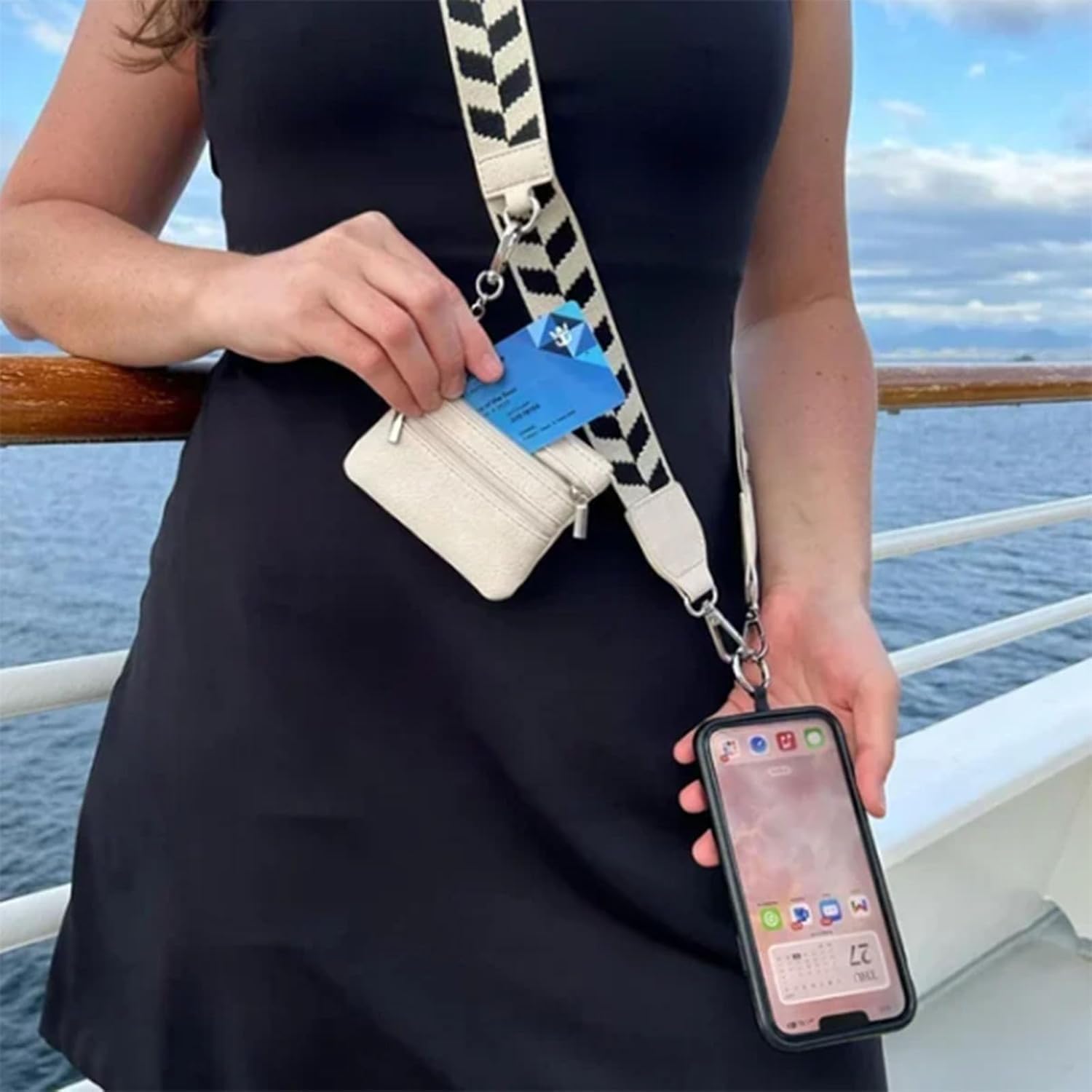 Cliprain Adjustable Crossbody Phone Strap with Wallet - Secure Hands-Free Carrying for iPhone, Samsung & Smartphones - Perfect for Travel, Shopping & Outdoor Activities