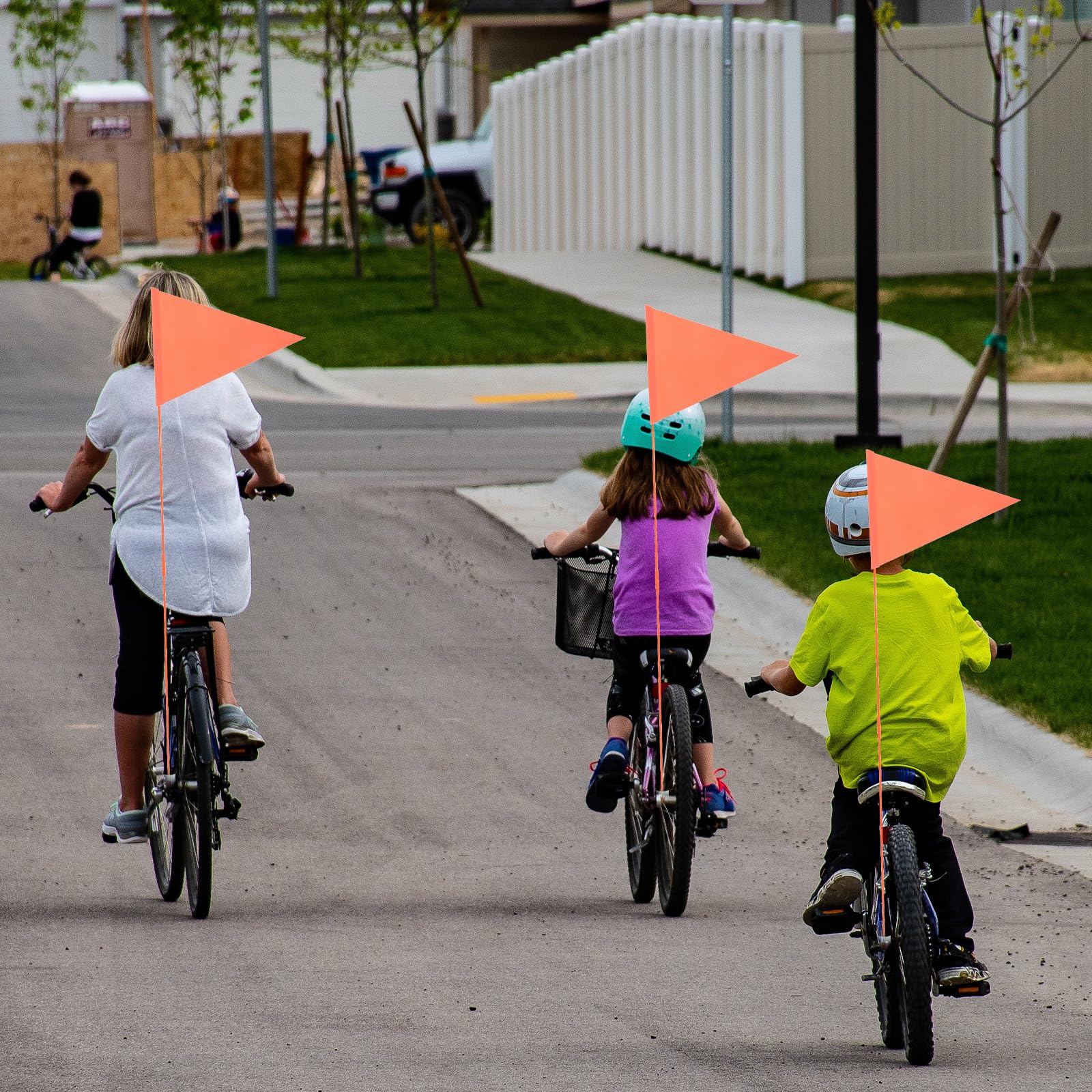 5PCS High Visibility Orange Bike Safety Flags - Tear-Resistant & Waterproof Bicycle Safety Pennants for Electric Bikes, Cars, Outdoor Tents - Perfect for Road Cycling, Camping & Emergency Signaling