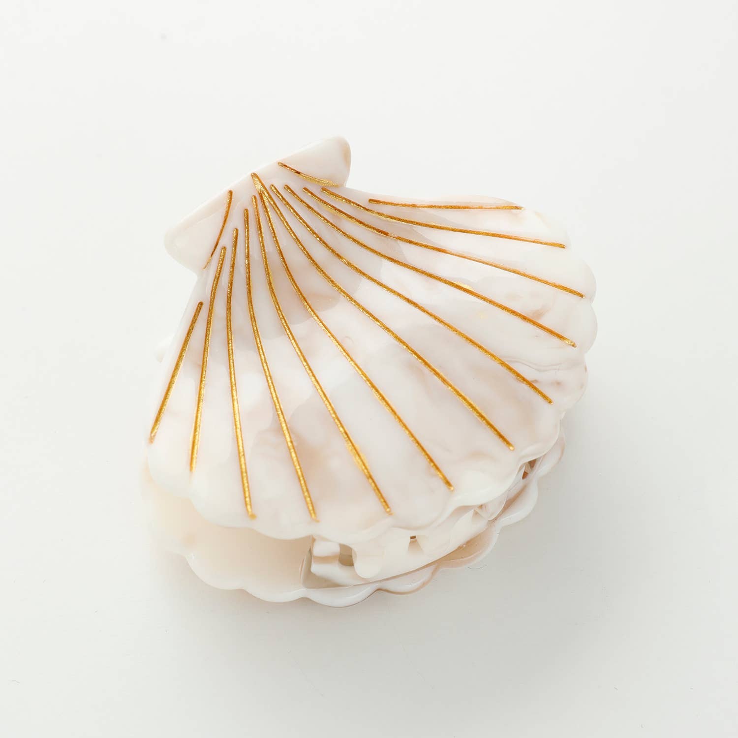 Hand Painted Calacatta Seashell Claw Clip - Elegant Hair Accessory for Beach Weddings, Summer Vacations & Boho Hairstyles