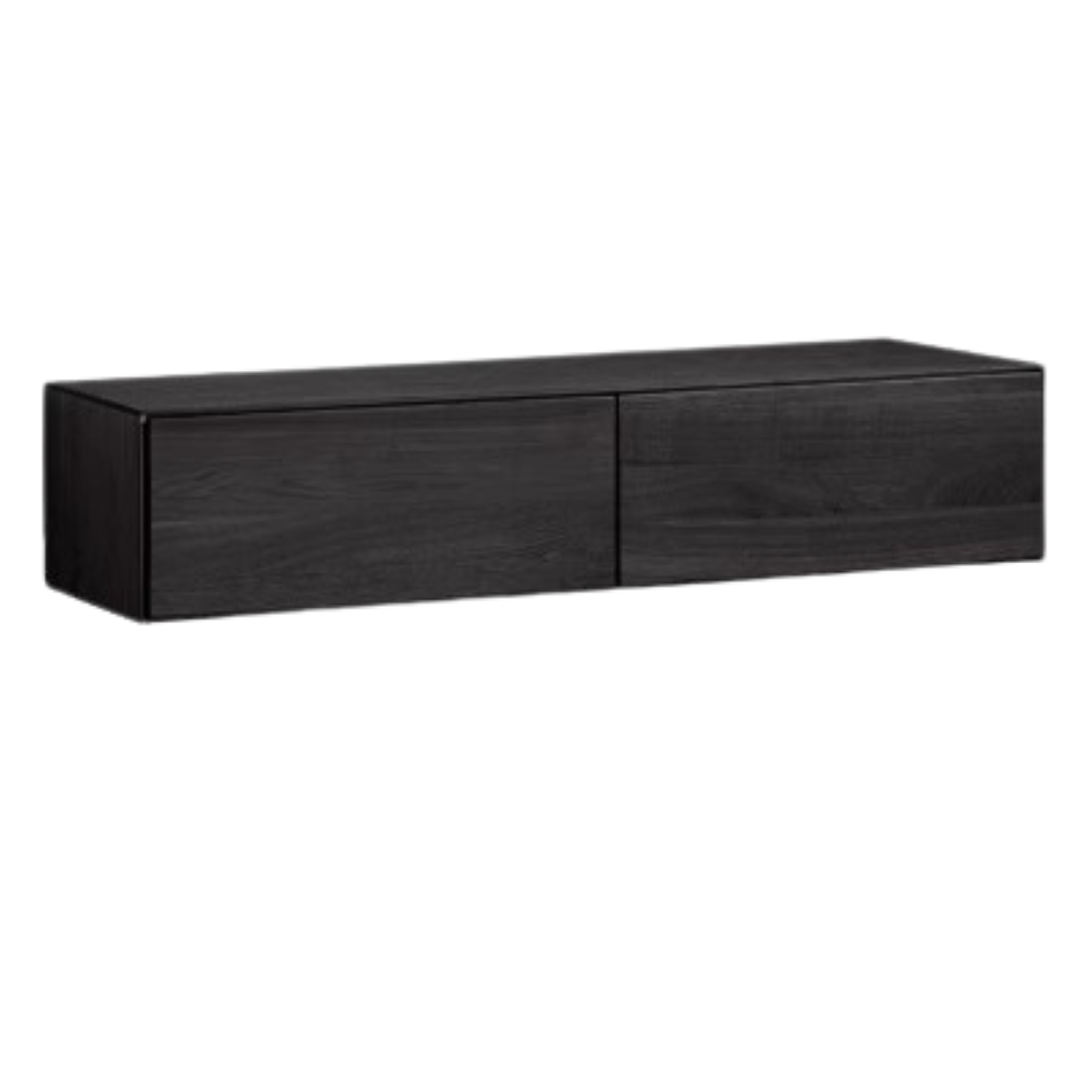 Oak Solid Wood TV Stand with Hanging LED Lights - Modern Entertainment Center for Living Room & Home Theater