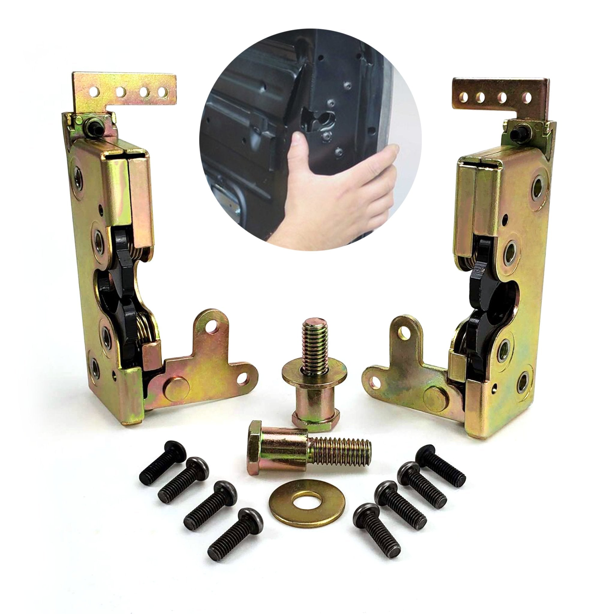 1903-1904 Buick Model B Large Bear Claw Door Lock Latch Pair with Striker Bolts - Vintage Car Restoration Parts for Classic Buick Models