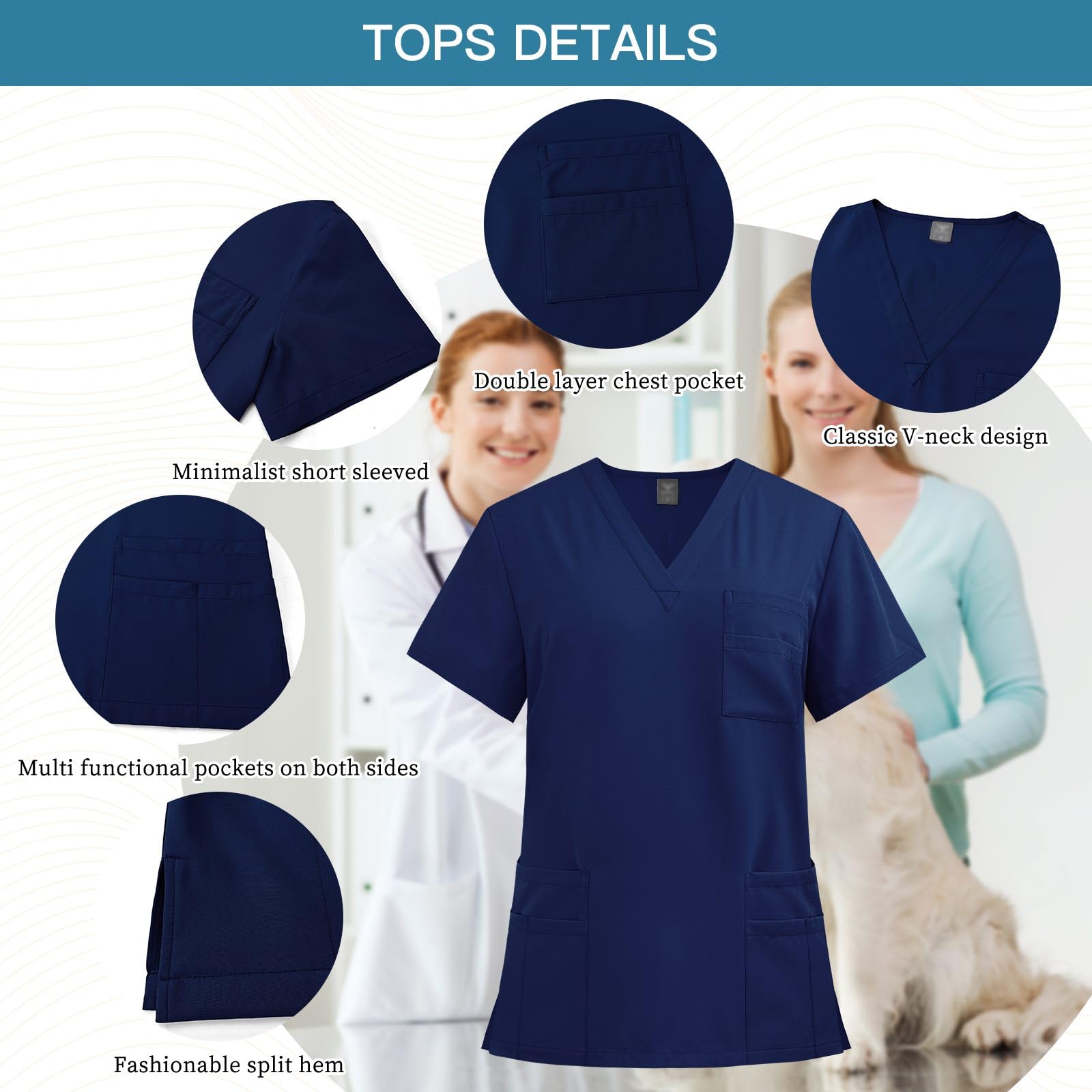 VIAOLI Women's Medical Scrubs Set - V-Neck Top with Multiple Pockets & Drawstring Scrub Pants | Comfortable Nursing Uniform for Healthcare Professionals | Perfect for Hospitals, Clinics & Medical Workplaces