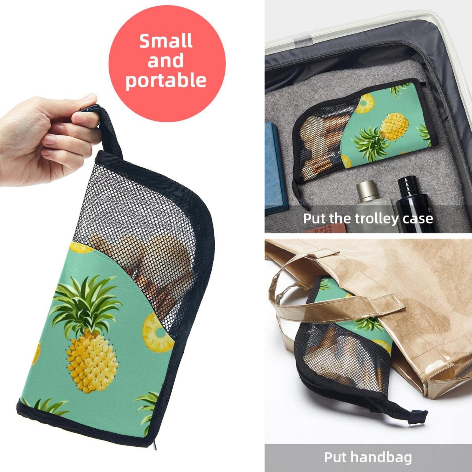 Portable Makeup Brush Organizer Bag with 12 Slots - Tropical Pineapple Design, Travel-Friendly Cosmetic Brush Holder Case - Perfect for Home Vanity & On-the-Go Makeup Touchups