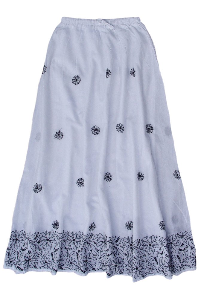 Ayurvastram Pure Cotton Hand Embroidered Long Skirt for Women | Boho Maxi Skirt with Intricate Embroidery | Perfect for Summer, Beach, Yoga & Festivals