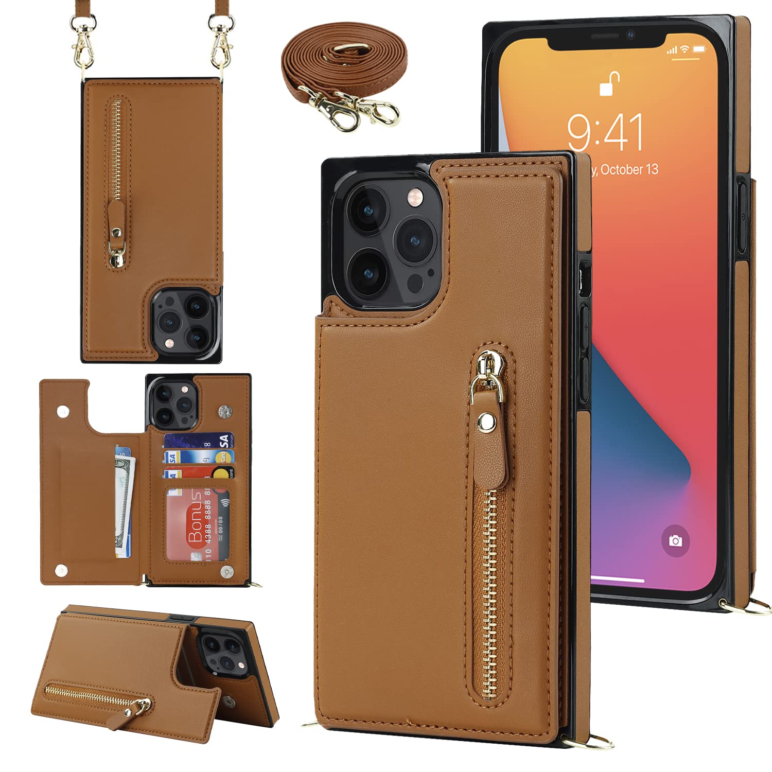 Premium Leather Crossbody Phone Case for iPhone 12 Pro Max (6.7