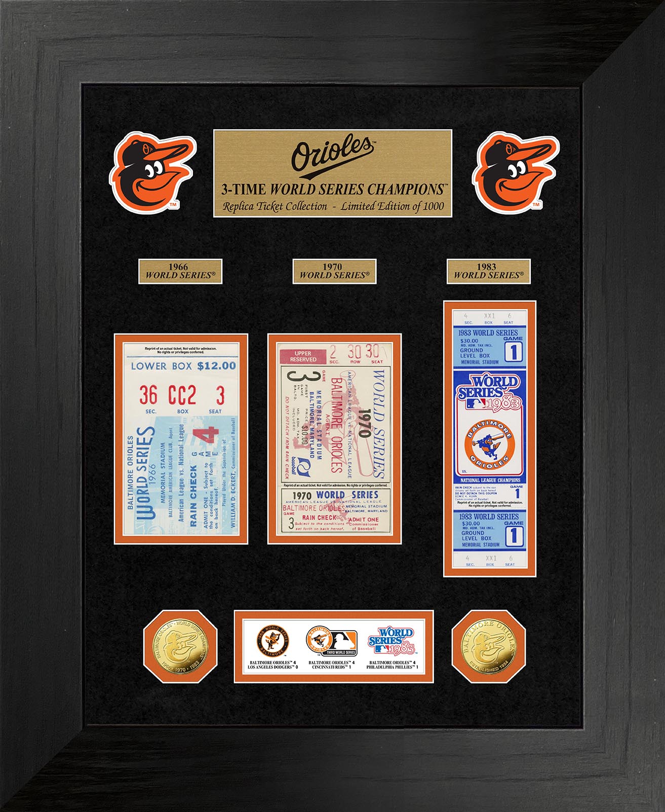 Baltimore Orioles World Series Commemorative Gold Coin & Ticket Collection - Perfect for MLB Fans, Sports Memorabilia Collectors, and Baseball Gift Ideas