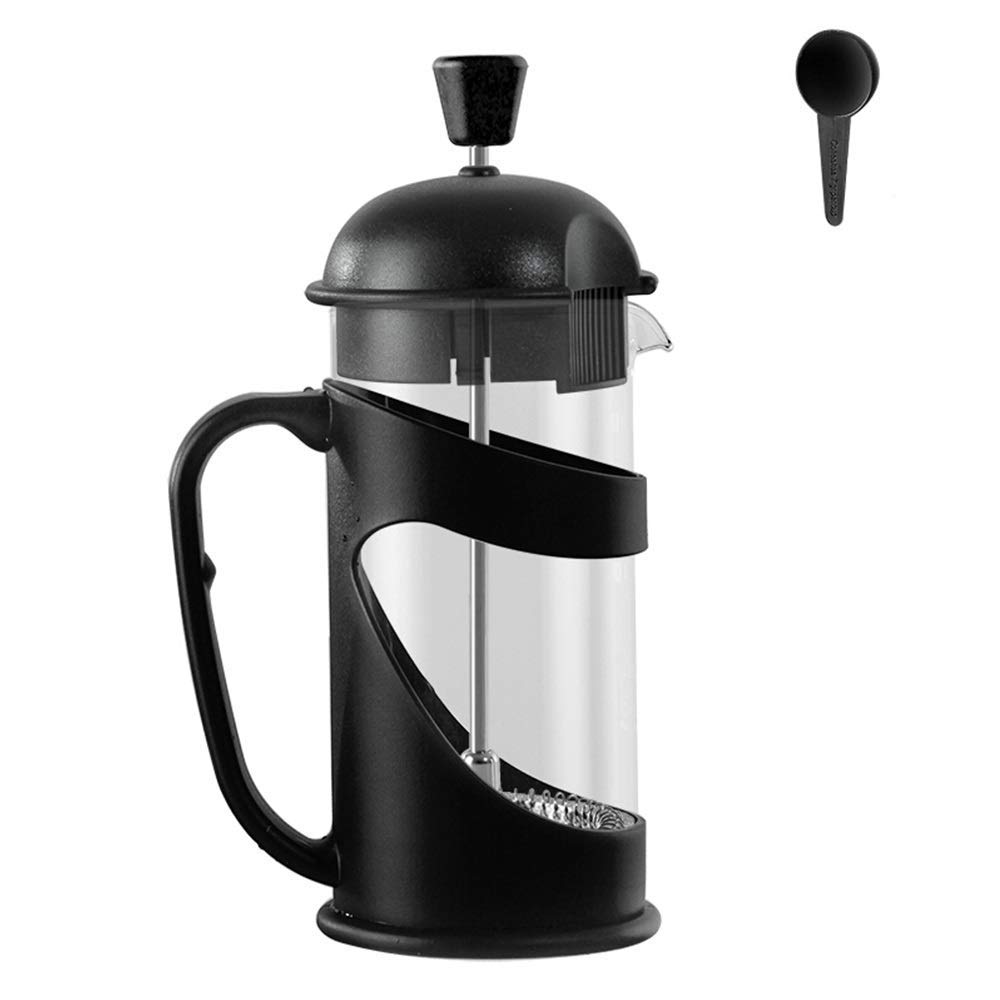 Premium French Press Coffee Maker - 350ml Stainless Steel Coffee Press Pot with Heat-Resistant Glass, Handmade for Home & Office Use - Perfect for Brewing Rich Coffee, Tea & Cold Brew (Black)