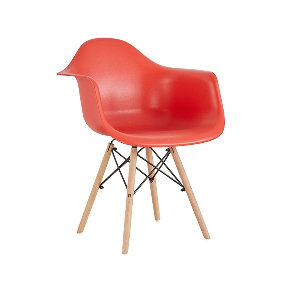 European Style Dining Chair & Armchair - Creative Modern Stool, Stylish Plastic Chair for Desk or Dining Room - Solid Wood Construction, 24x38x80cm - Red - Perfect for Home, Office, and Restaurant Use