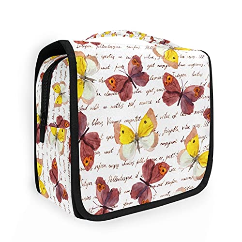 Vintage Pink Butterfly Hanging Toiletry Bag - Portable Travel Makeup Organizer with Clear Cosmetic Pouch for Women | Perfect for Camping, Gym, Beach & Vacation Essentials