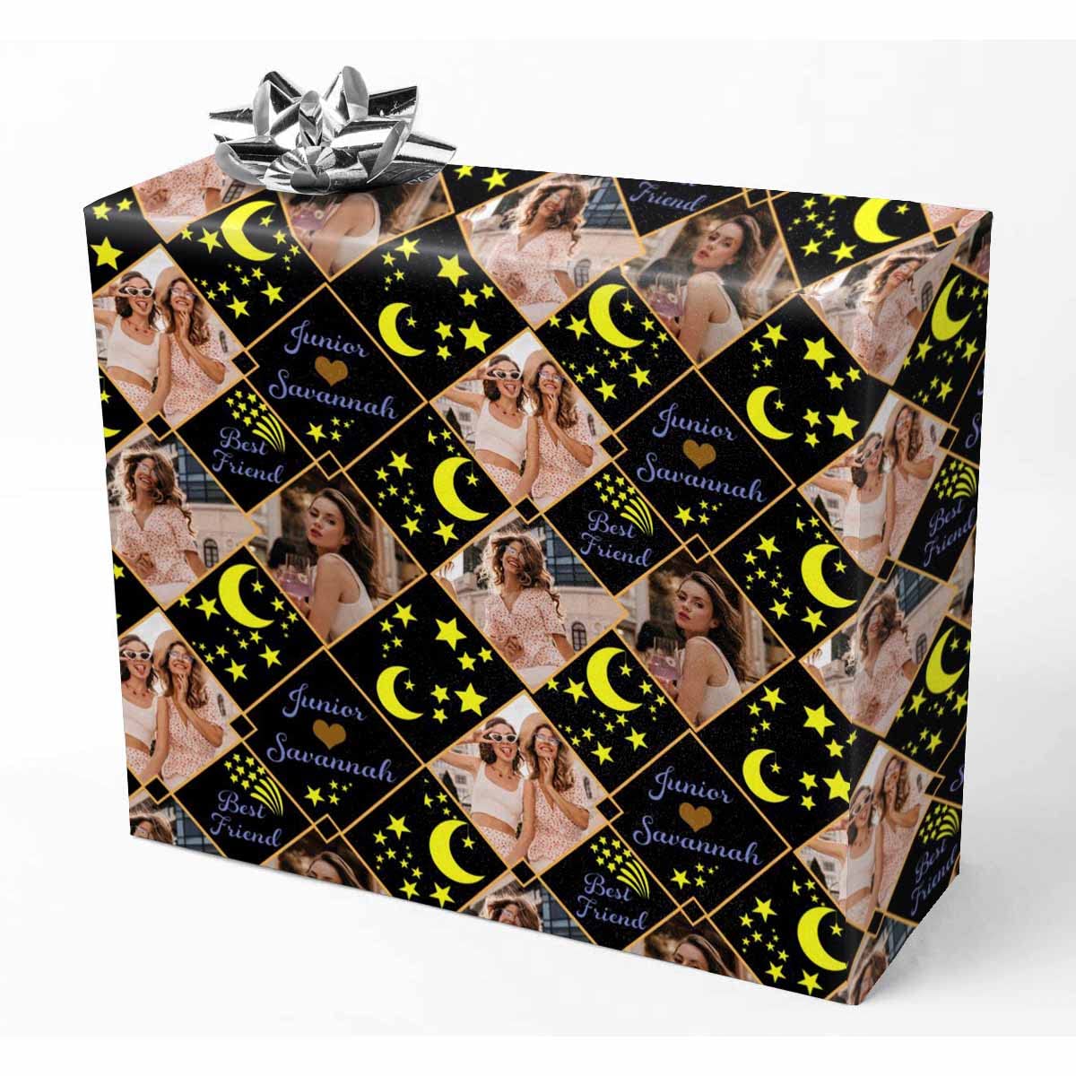 Custom Photo Gift Wrap - Personalized Birthday Christmas Wrapping Paper for BFF Sister | Perfect for Anniversaries & Valentine's Day Gifts