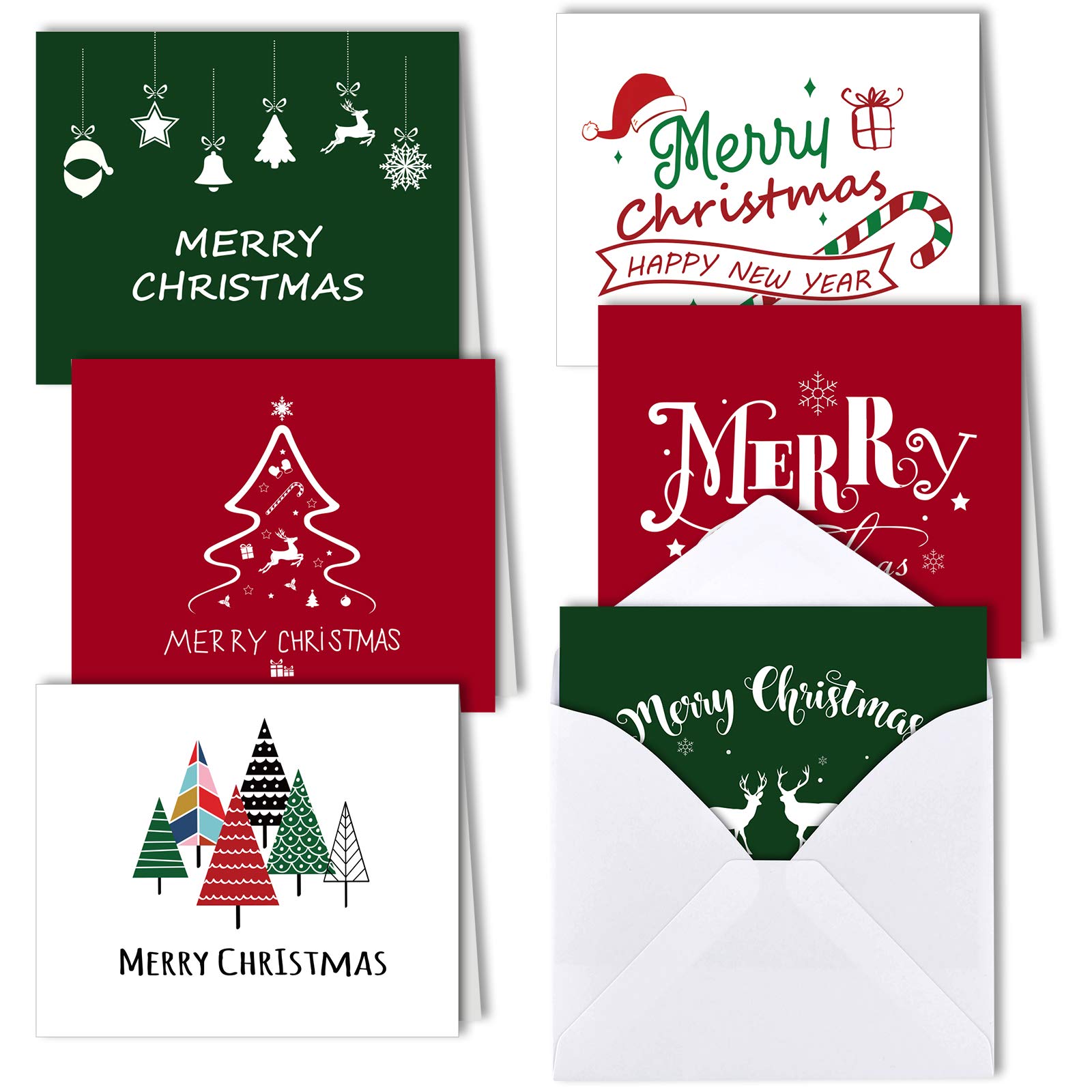 30 Pack MIAHART Christmas Greeting Cards Bulk Set - 6 Festive Holiday Designs with Envelopes, Blank Xmas Cards for Winter Celebrations, Office Parties & Family Gatherings