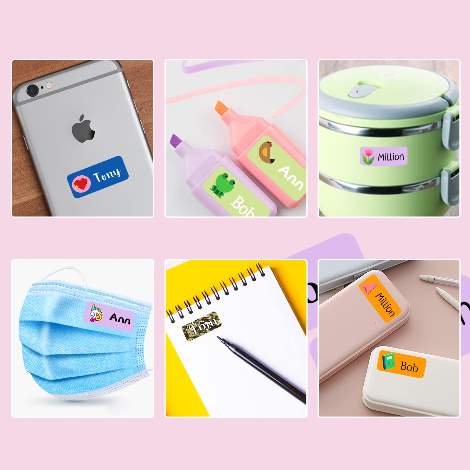 Custom Name Stickers for Kids - 120 Personalized Waterproof Labels (30x13mm/1.8x0.5