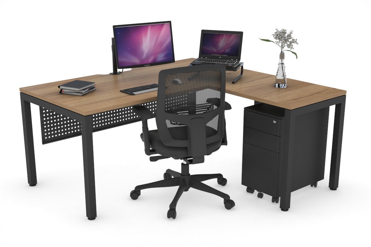 Premium L-Shaped Corner Office Desk with Quadro Square Legs - 1600L x 1800W, Built-in Cable Management Scallop - Perfect for Home Office, Gaming Setup & Workspace Organization