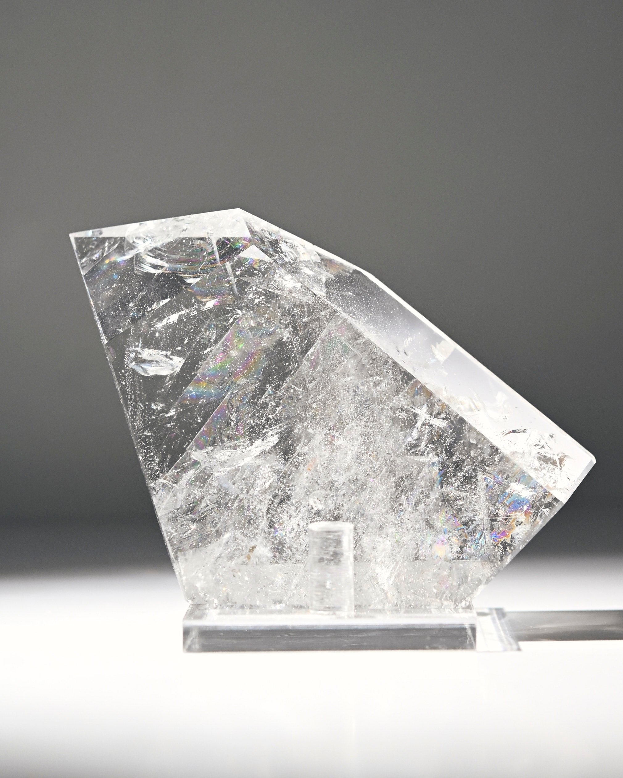 5 Inch Clear Quartz Geometric Crystal with Stand - Perfect for Home Decor, Meditation & Healing | Feng Shui, Office Desk & Gift Idea
