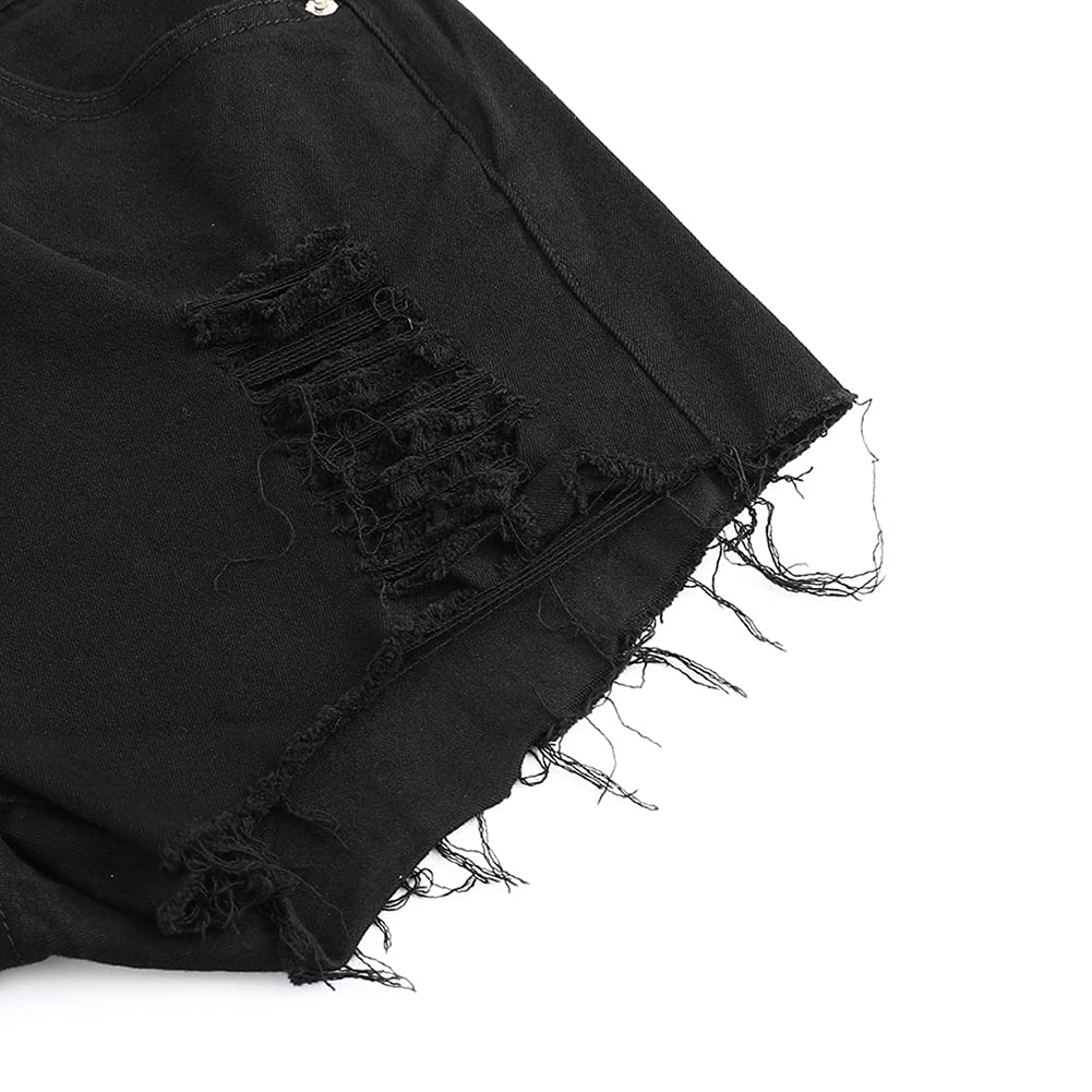 THUNDER STAR Women's Ripped Denim Shorts - Mid Rise Stretch Jeans with Frayed Raw Hem | Perfect for Summer Outfits, Casual Wear & Street Style