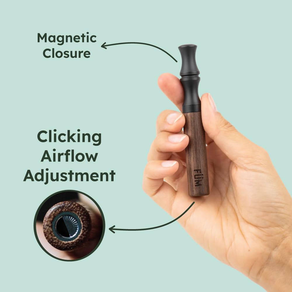 Premium Solano Flavored Air Device - Natural Smoking Alternative with Walnut Barrel & Onyx Black Mouthpiece | Quit Bad Habits | Perfect for Home, Travel & Social Relaxation