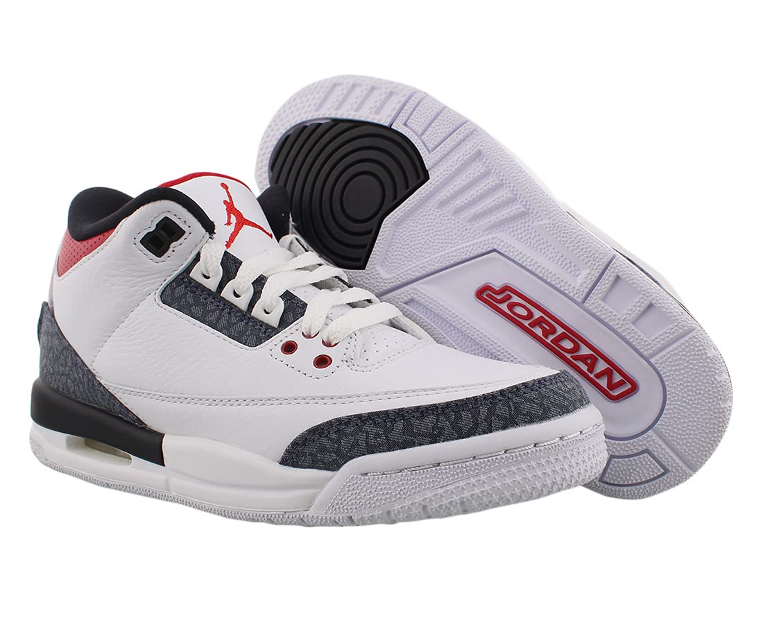 Nike Kids' Jordan 3 Retro SE Fire Red Denim Basketball Shoes - Boys' & Girls' High-Top Sneakers for Basketball, Casual Wear & Street Style Fashion