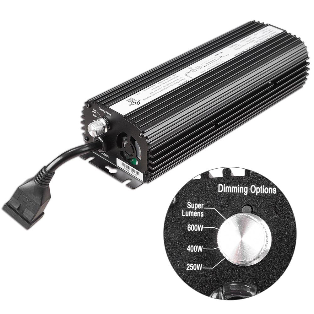 600W Digital Dimmable Ballast for MH/HPS Grow Lights - Compatible with Hydroponic Indoor Plant Growing Systems - Perfect for Greenhouse, Grow Tent & Horticulture Lighting