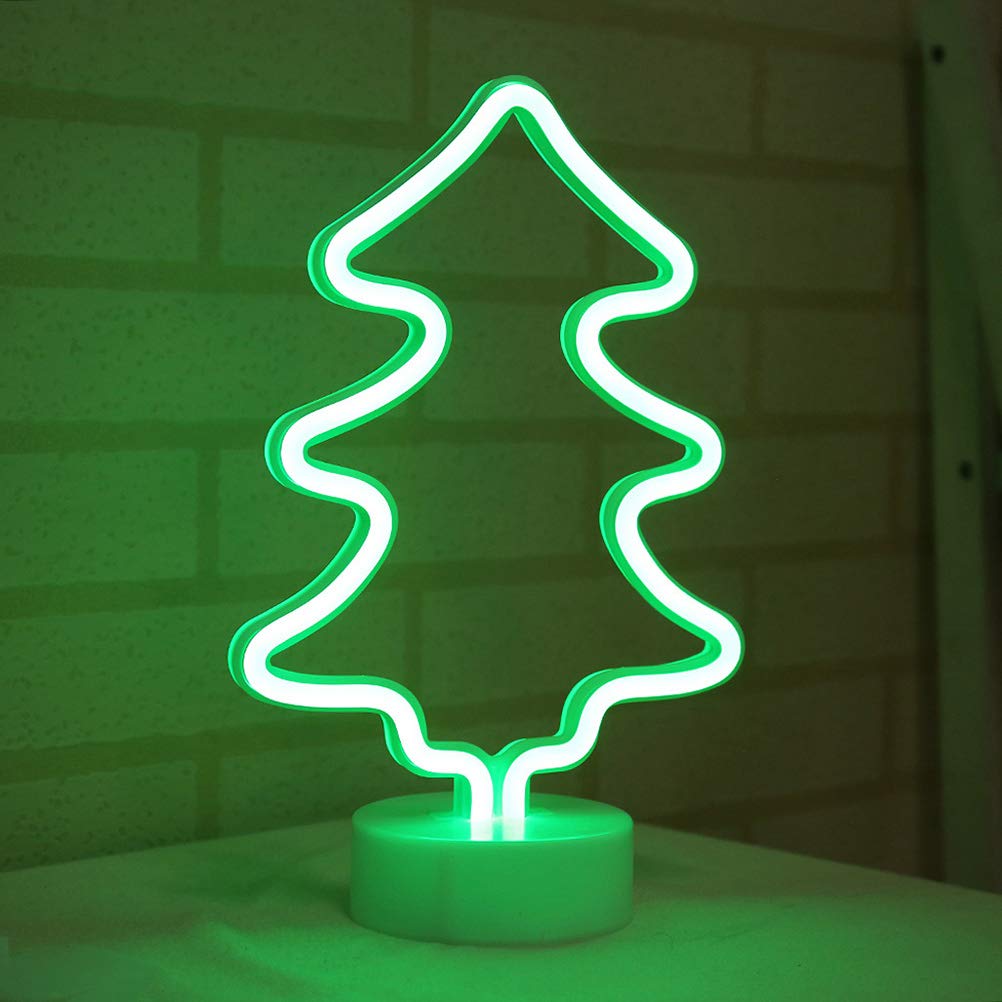 SOLUSTRE Neon LED Christmas Tree Light - Desktop Holiday Decor, Merry Christmas Neon Sign, Party & Home Decoration for Festive Nights & Seasonal Cheer