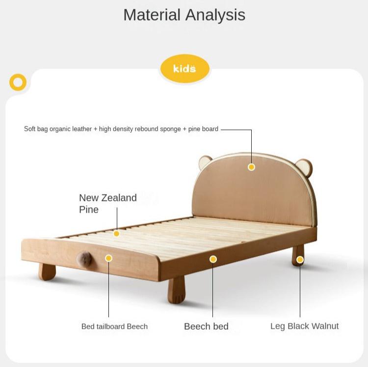Solid Wood Bear Box Bed - Handcrafted from Premium Beech & Oak - Durable & Stylish Storage Solution for Kids' Rooms, Nurseries, and Cabin Decor