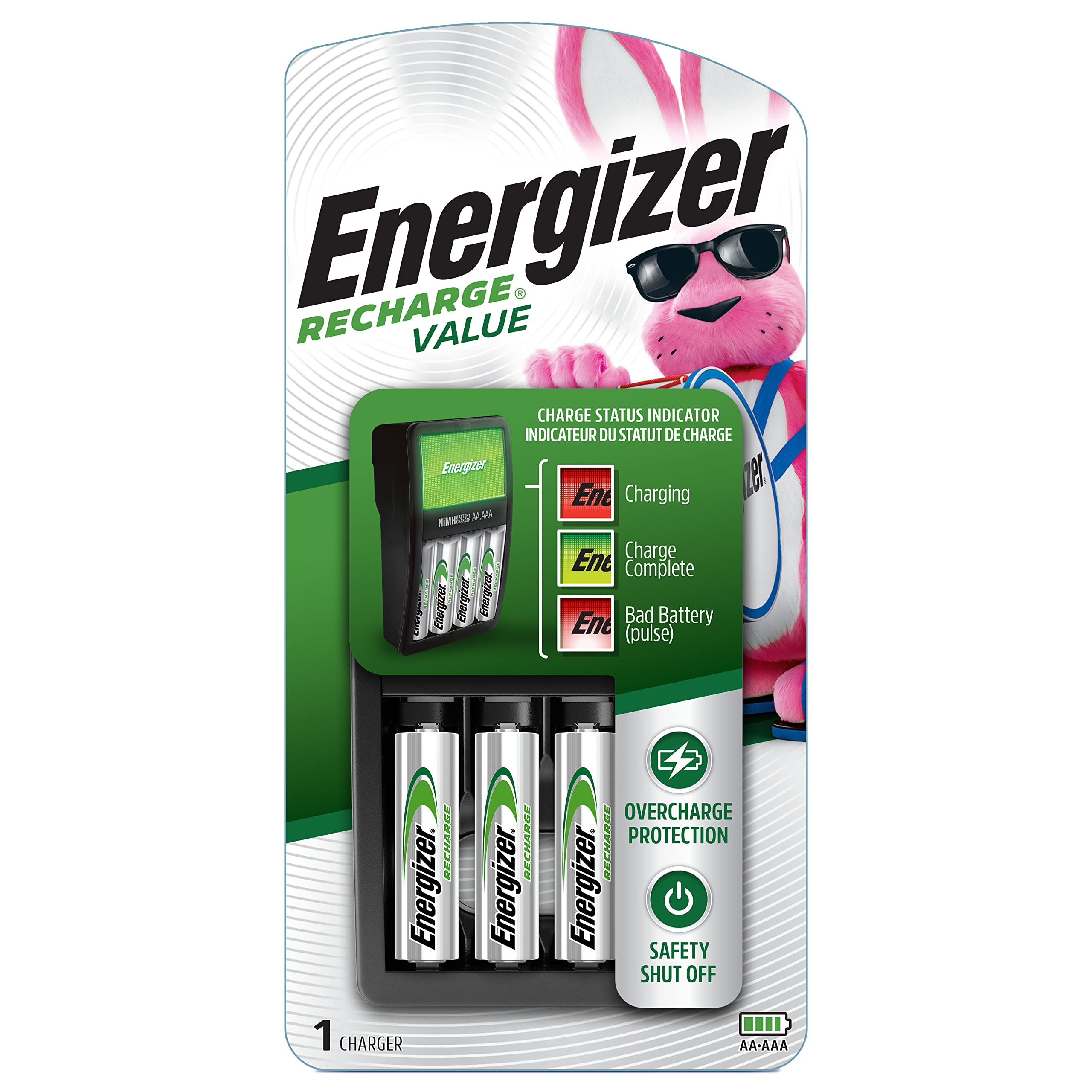 Energizer Recharge Value Charger for NiMH AA AAA Batteries - Fast Charging Station for Digital Cameras, Game Controllers & Wireless Devices