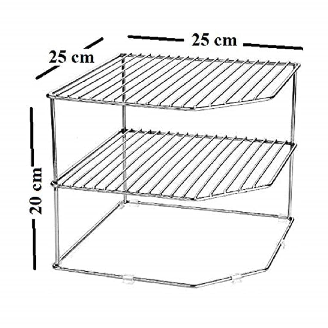 TechSrmaji Steel 3-Tier Kitchen Rack – Corner Storage & Dish Organizer, Chakla Belan Rack, Countertop Shelf for Small Space Kitchen, Perfect for Apartments & Compact Homes