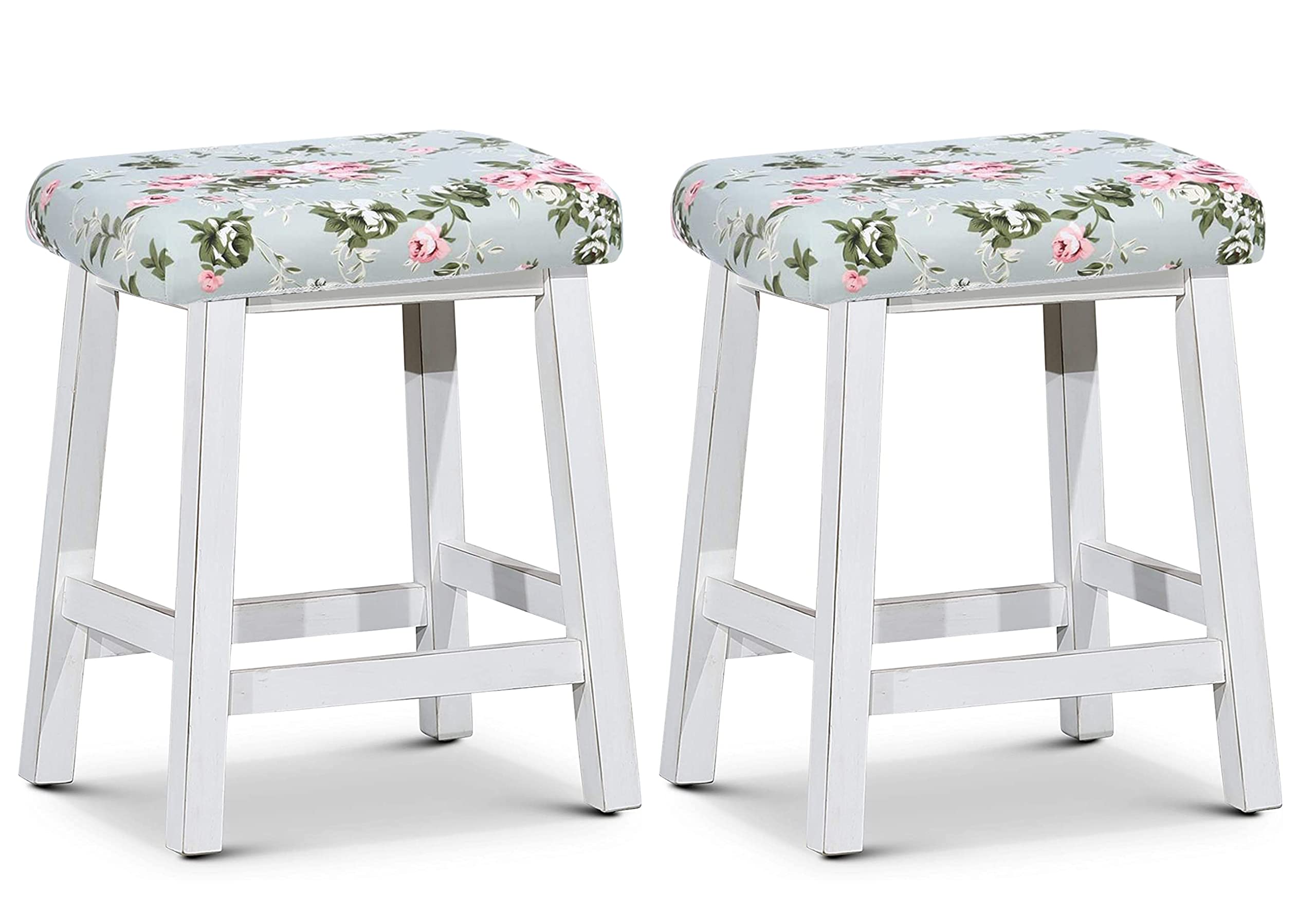 Deisy Dee Vanity Stool Cover - Square Foot Stool Seat Cushion Cover Set of 2 - Soft Dressing Chair Covers for Bedroom, Bathroom & Makeup Area - Washable & Stylish Home Decor Accessories