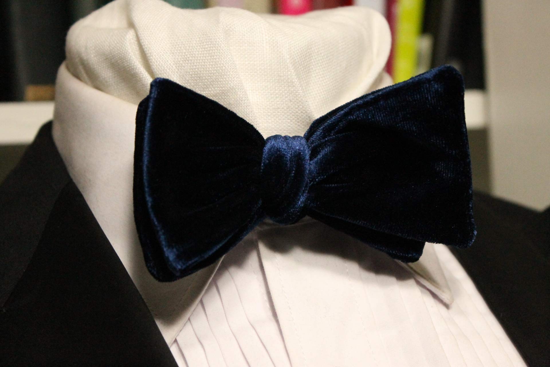 Navy Blue Velvet 'Classico' Handmade Bow Tie for Weddings, Formal Events & Special Occasions