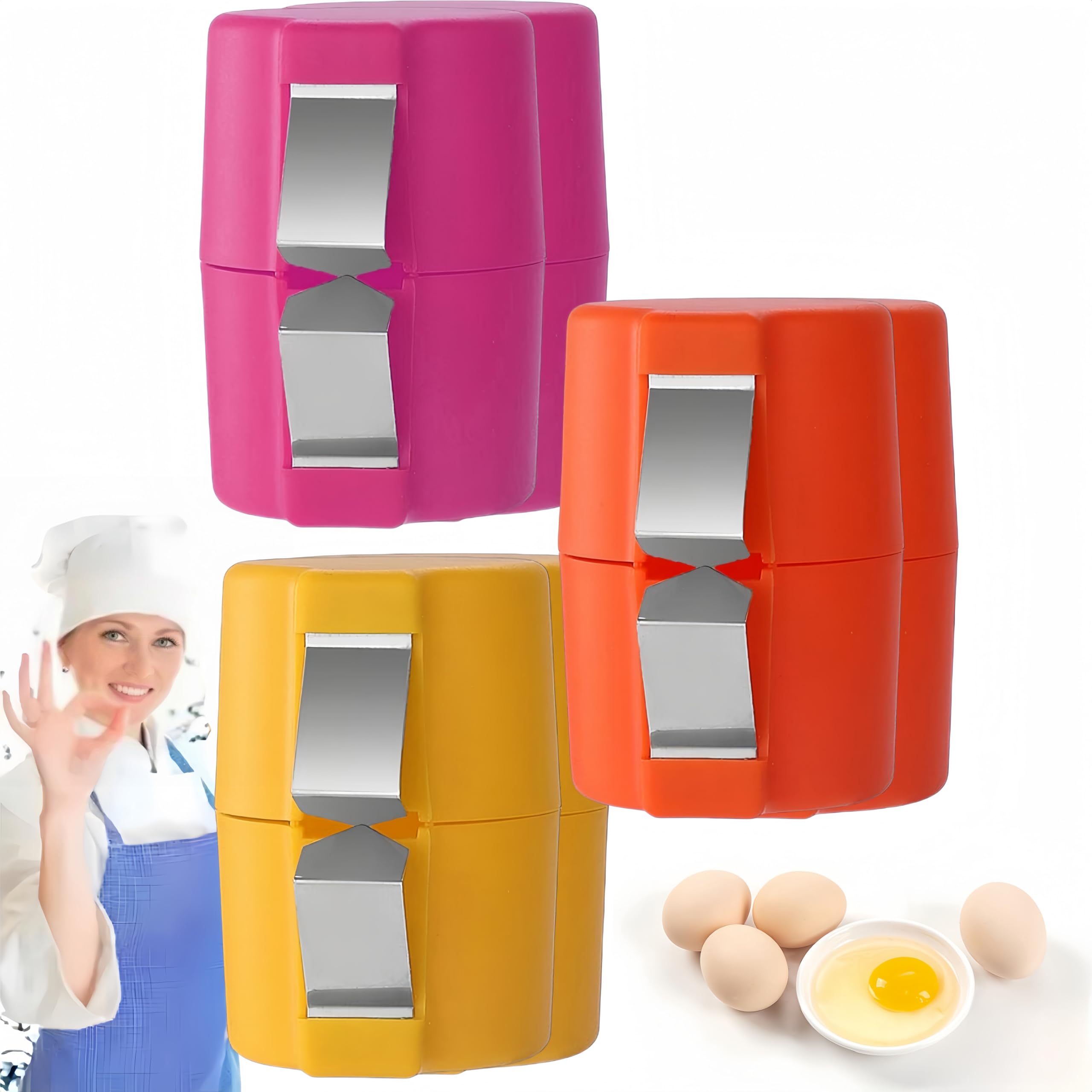 3-Piece Egg Cracker Tool Set - Hard Boiled Egg Shell Opener, Slicer & Separator - Kitchen Gadgets for Cooking, Camping & Meal Prep - Includes 6 Bonus Pieces (Ideal for Breakfast, Picnics & Outdoor Adventures)