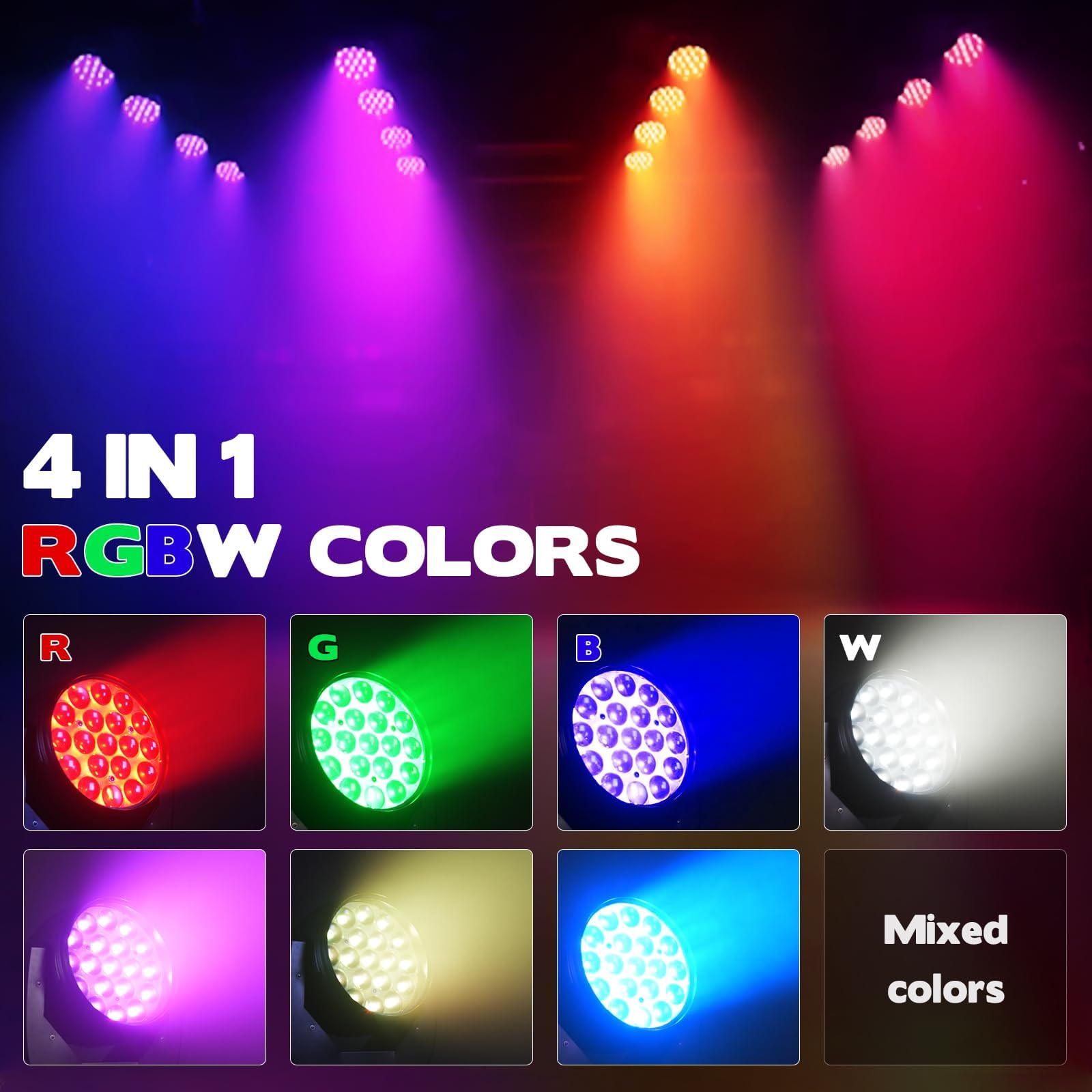 19x15W RGBW 4-in-1 Moving Head LED DJ Light with Beam/Wash Zoom, Sound Activation & DMX Control - Perfect for Stage Shows, Disco Clubs, Wedding Parties and Live Events