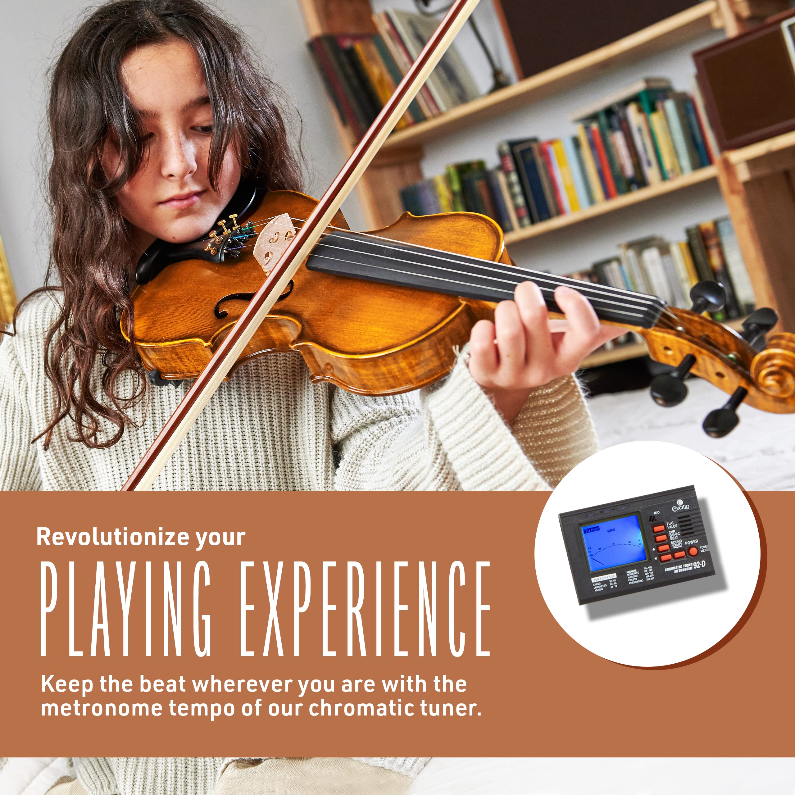 Premium CVN-300 3/4 Size Solid Ebony Wood Violin with D'Addario Prelude Strings - Perfect for Students, Beginners & Intermediate Players - Ideal for Practice, Performances & Music Classes