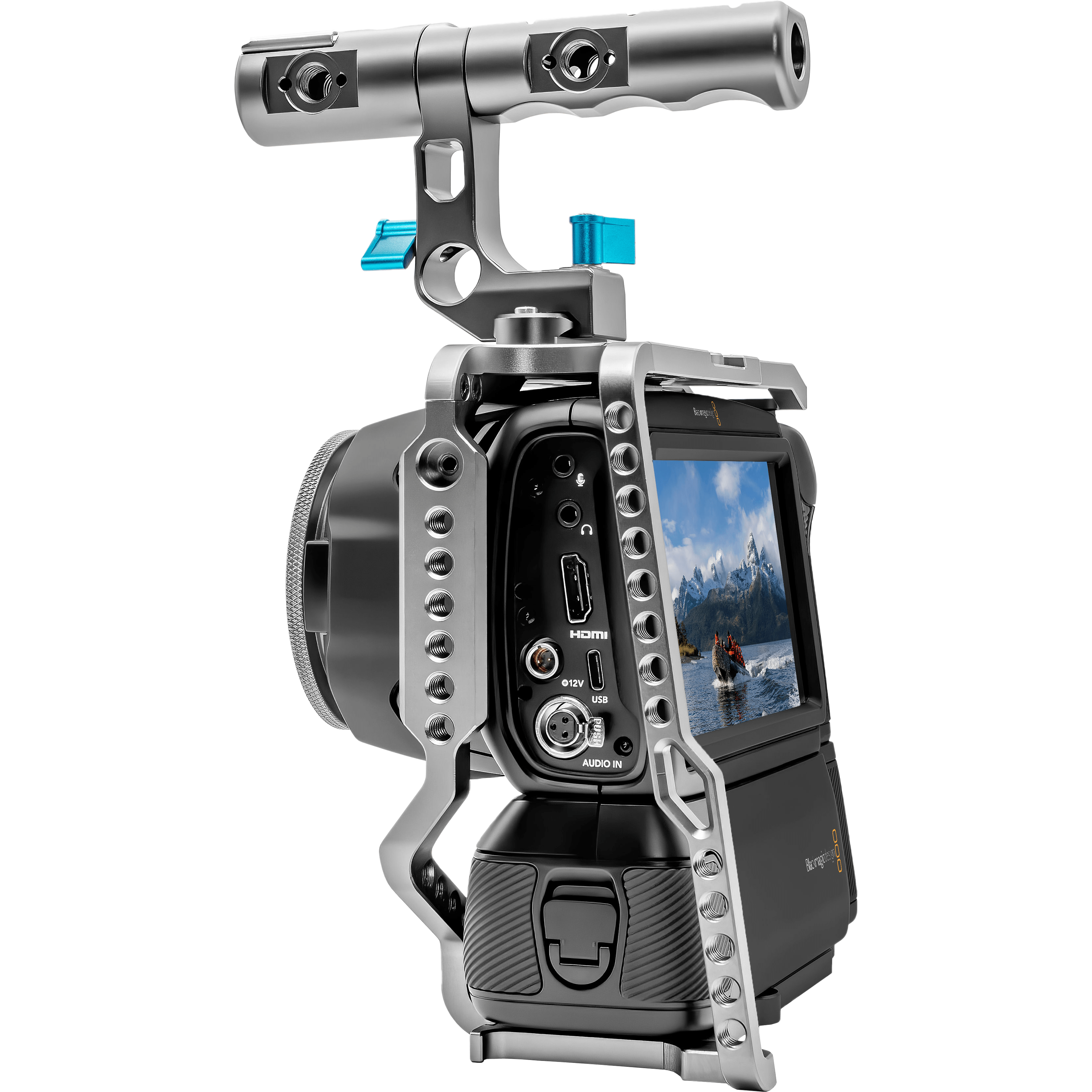 Kondor Blue BMPCC4K/6K Battery Grip Cage Mod Kit - Professional Camera Rig for Blackmagic Pocket Cinema - Perfect for Filmmaking, Vlogging & On-the-Go Shooting